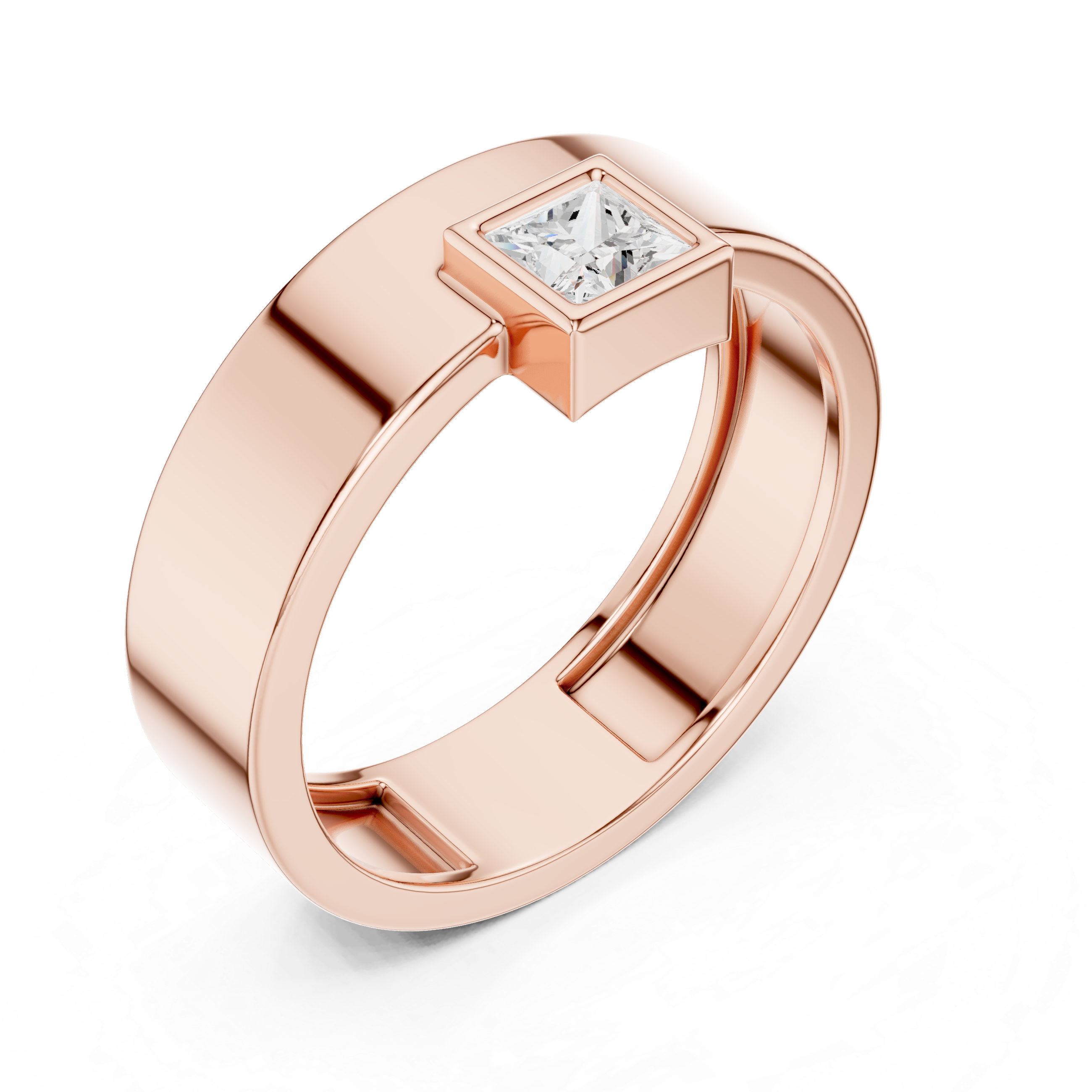 Princess Cut Solitaire Diamond Signet Style Ring