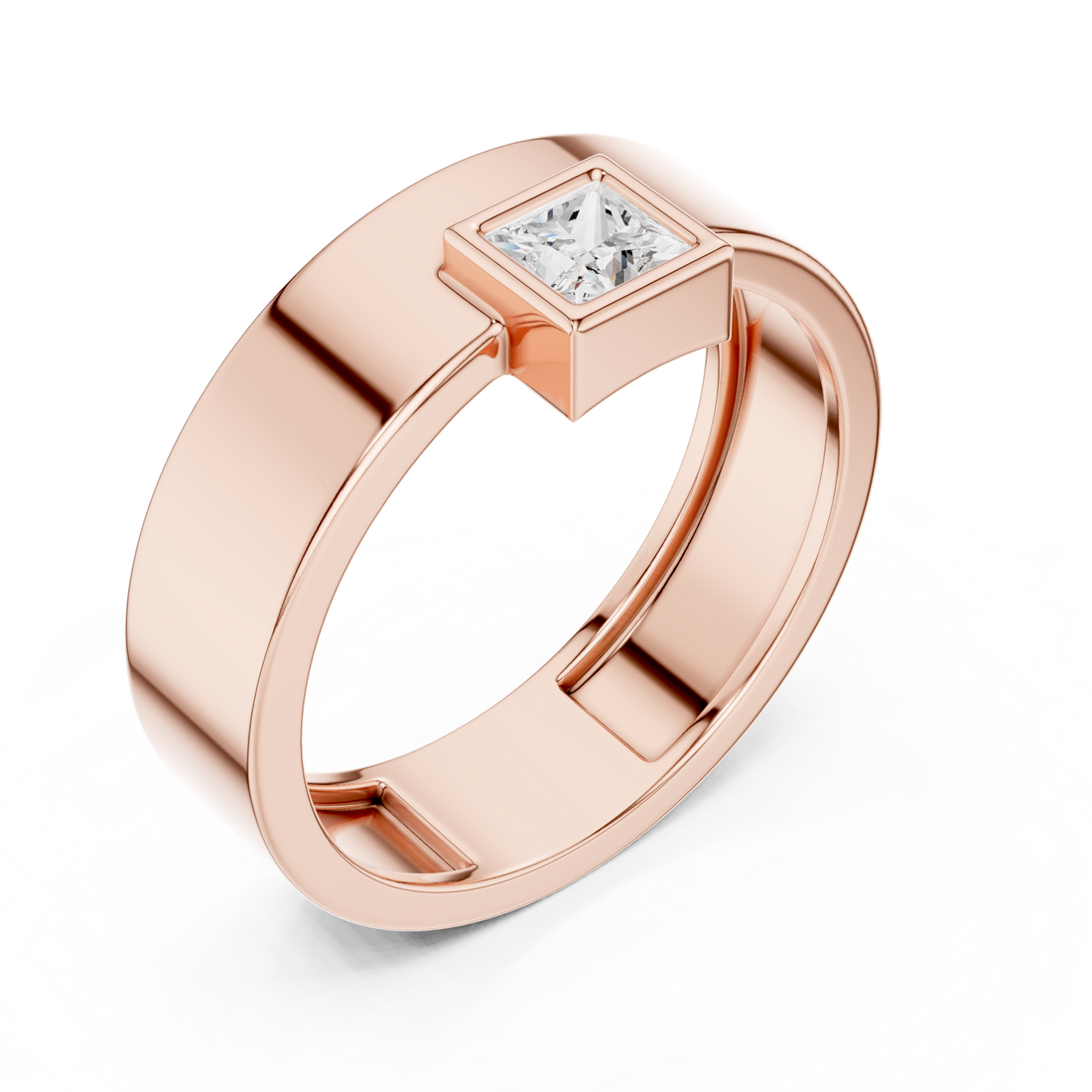 Princess Cut Solitaire Diamond Signet Style Ring