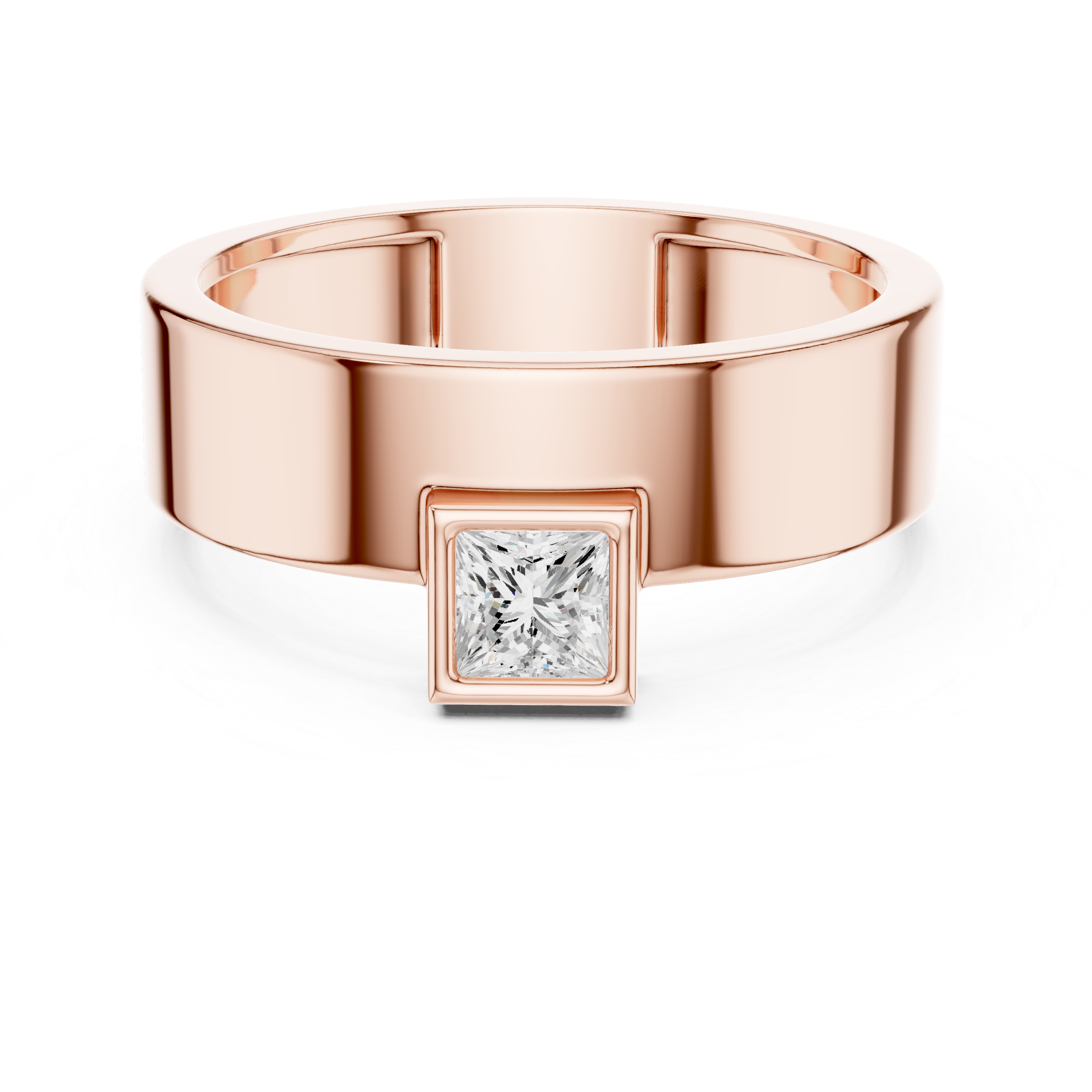 Princess Cut Solitaire Diamond Signet Style Ring