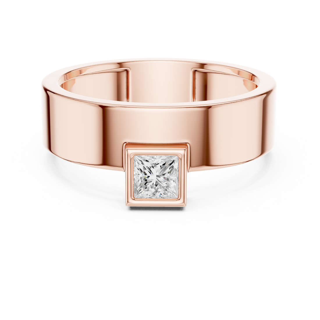 Princess Cut Solitaire Diamond Signet Style Ring