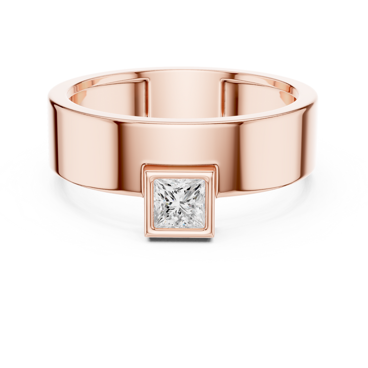 Princess Cut Solitaire Diamond Signet Style Ring