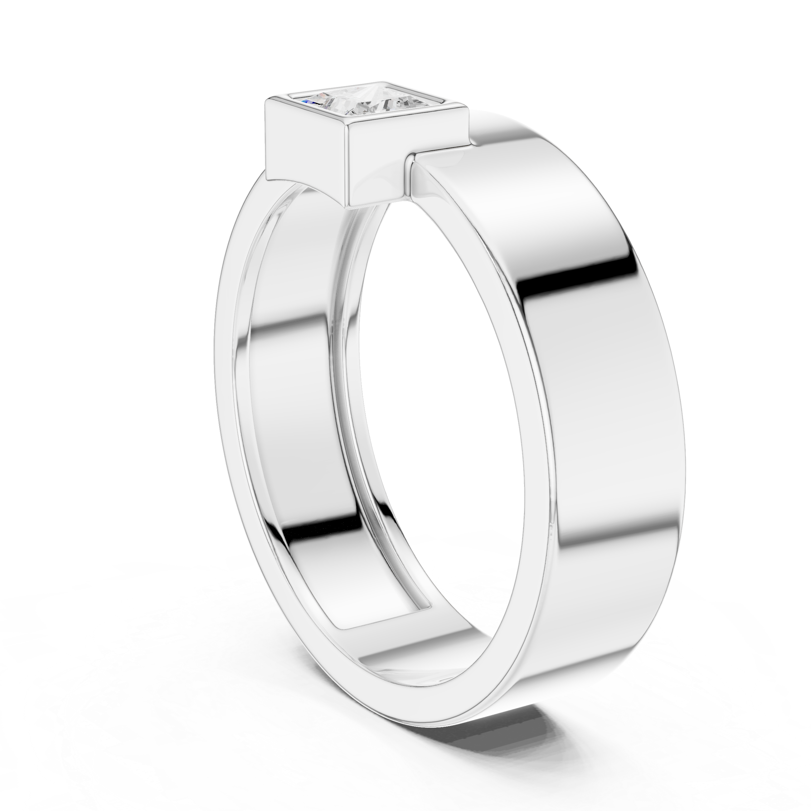 Princess Cut Solitaire Diamond Signet Style Ring