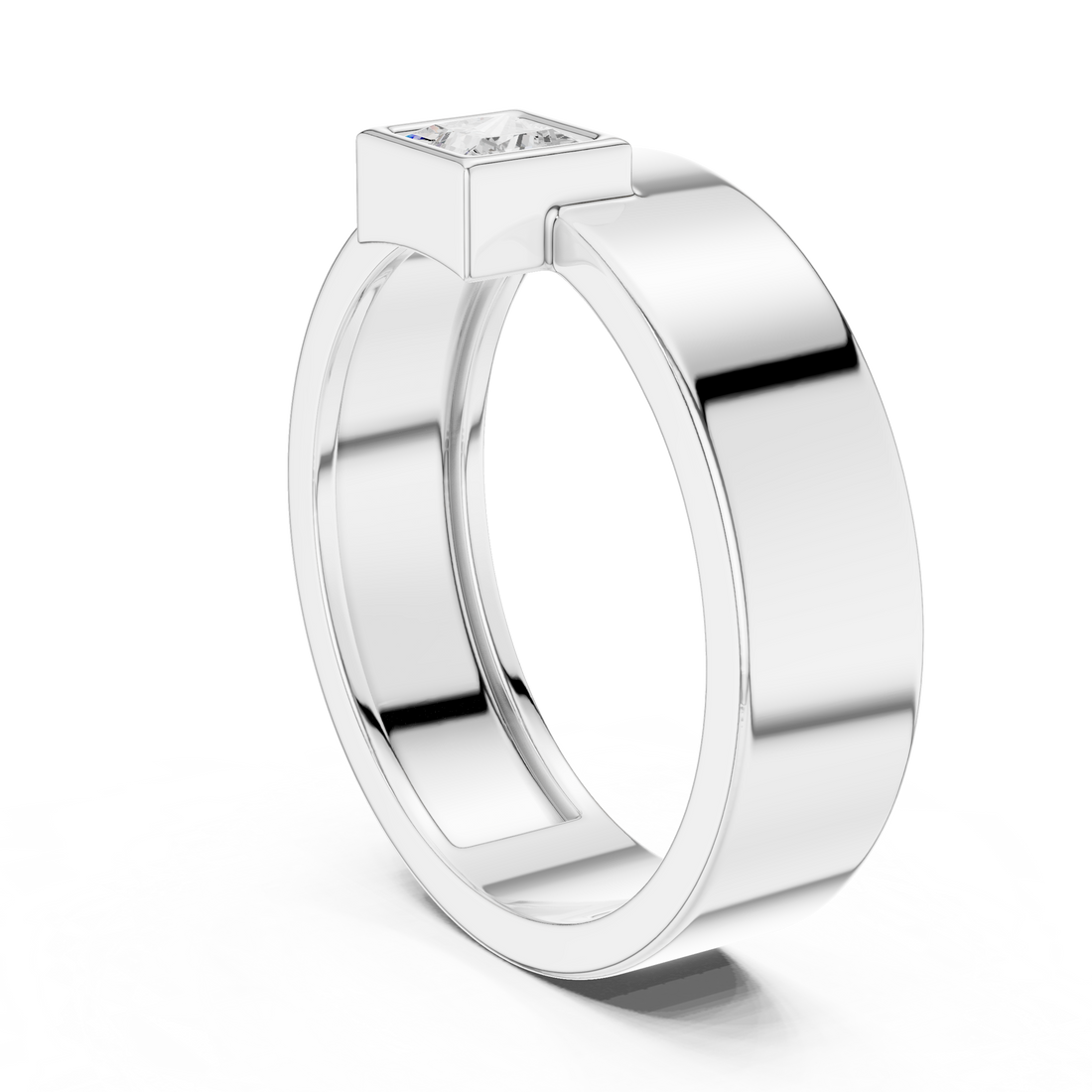 Princess Cut Solitaire Diamond Signet Style Ring