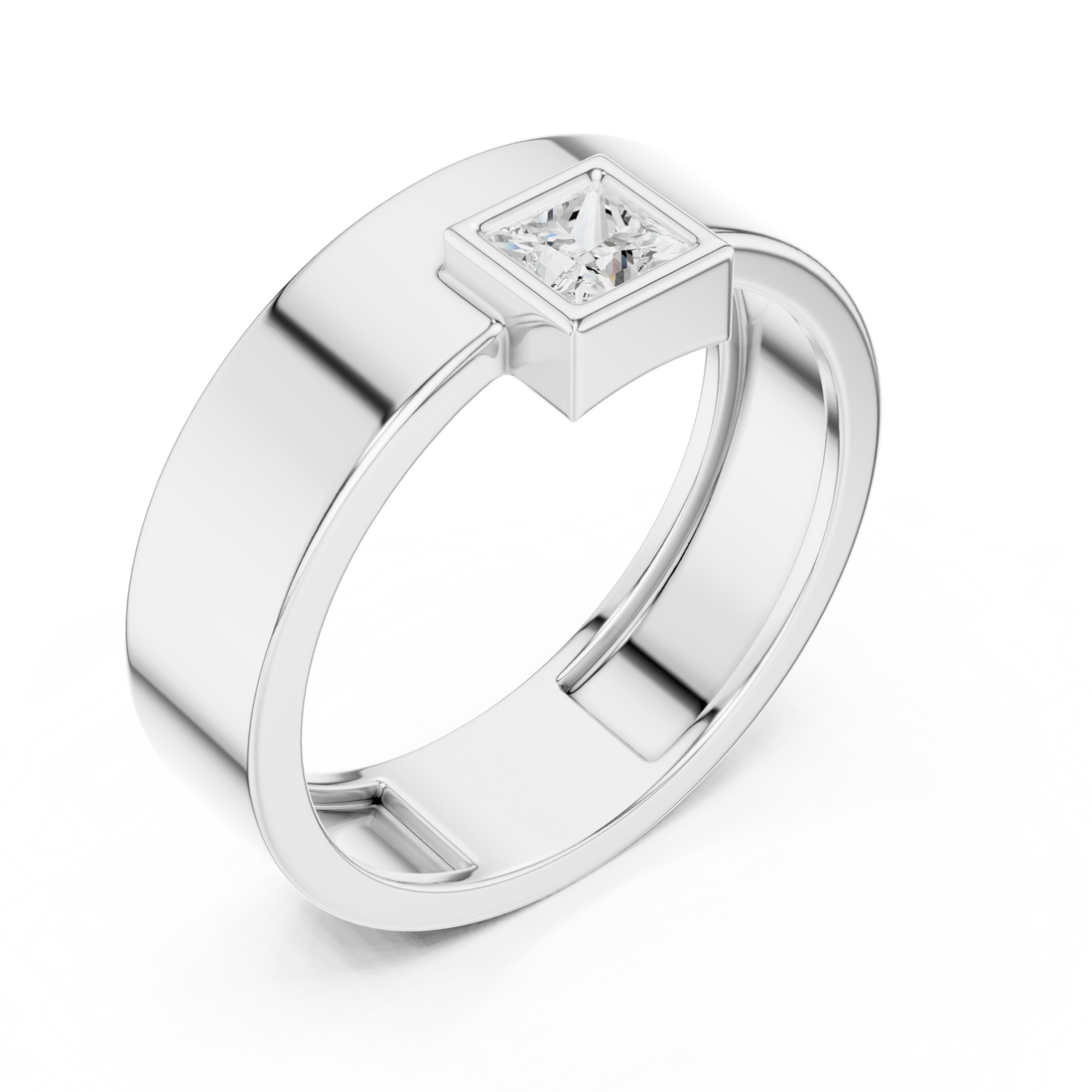 Princess Cut Solitaire Diamond Signet Style Ring