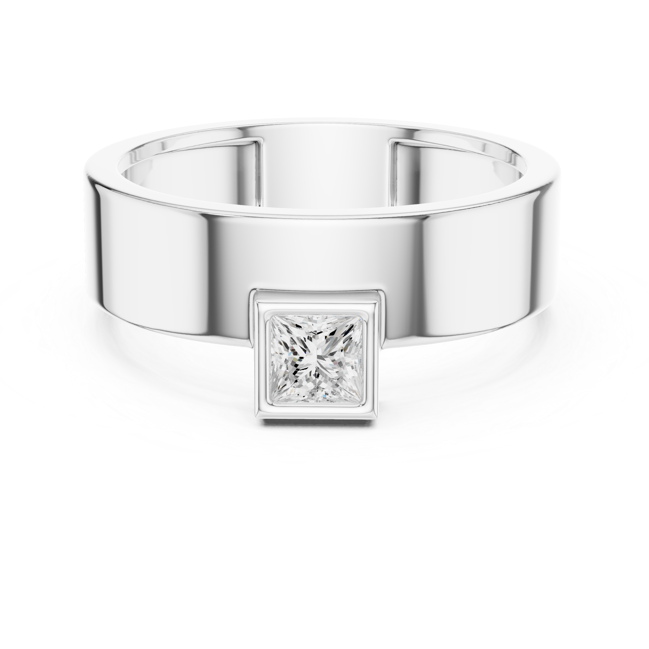 Princess Cut Solitaire Diamond Signet Style Ring