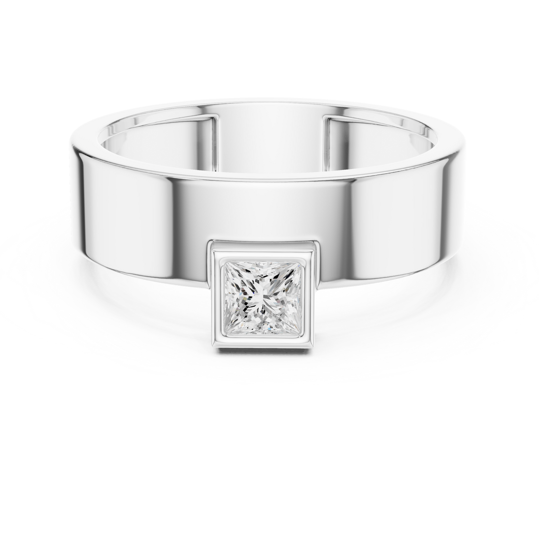 Princess Cut Solitaire Diamond Signet Style Ring