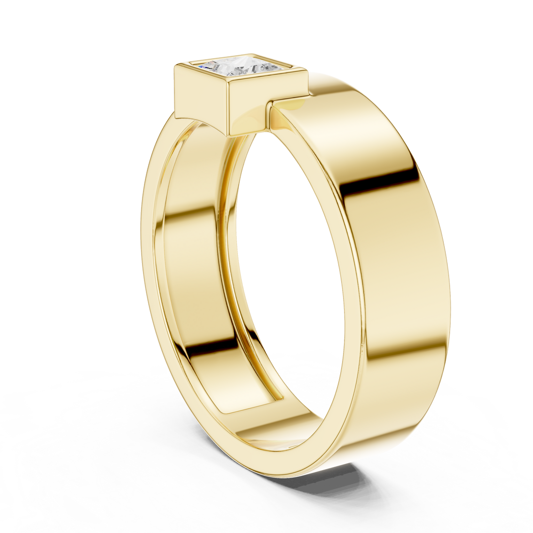 Princess Cut Solitaire Diamond Signet Style Ring