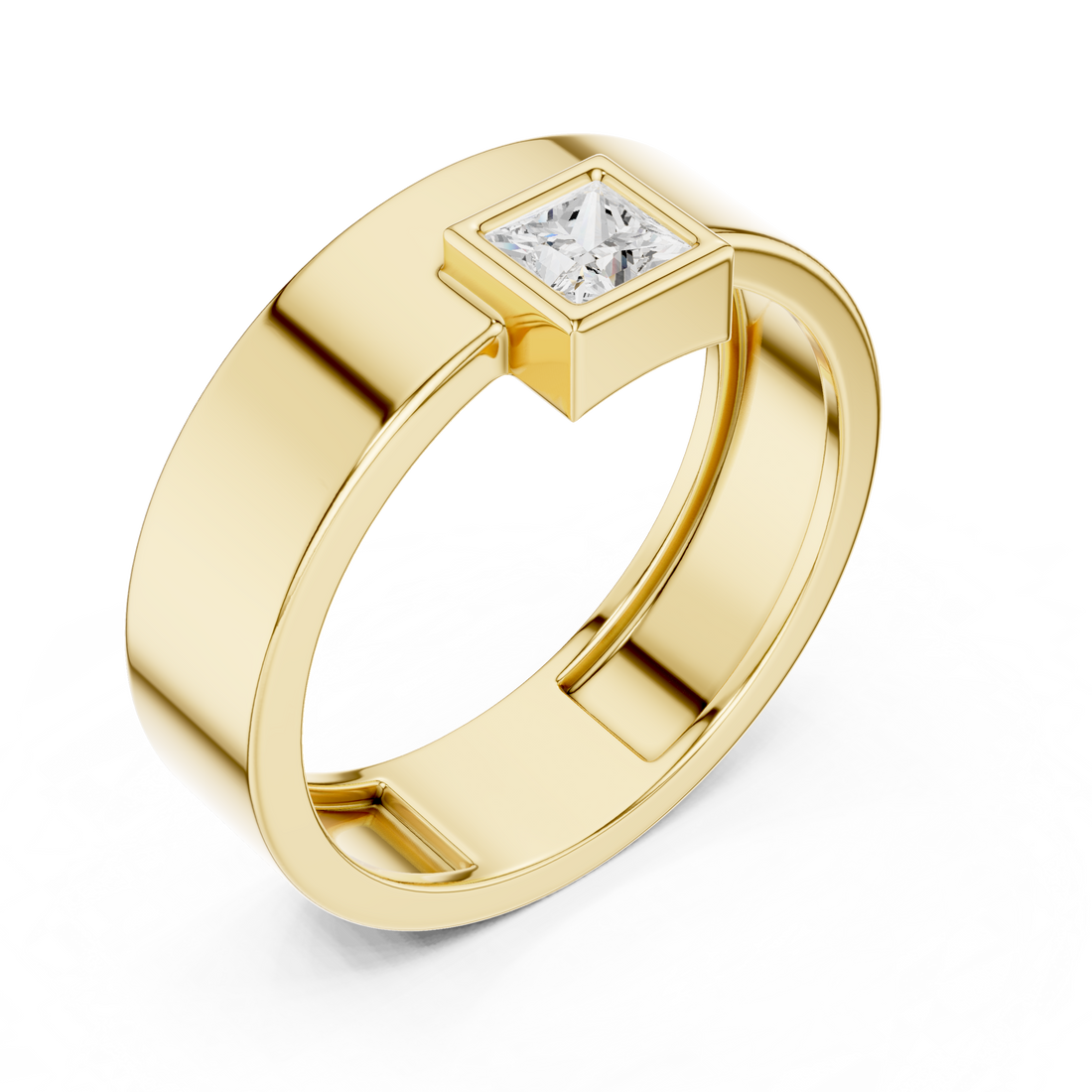 Princess Cut Solitaire Diamond Signet Style Ring