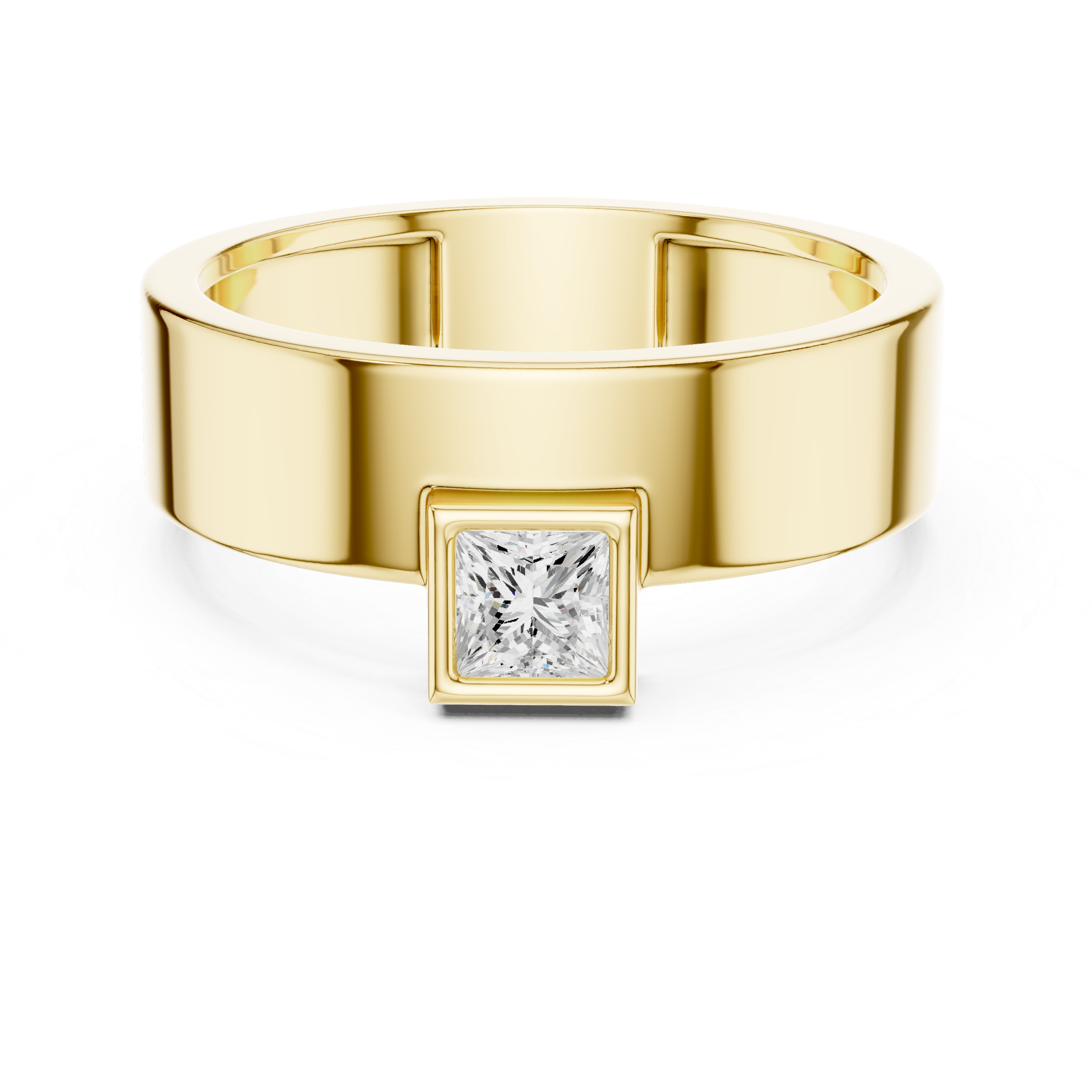 Princess Cut Solitaire Diamond Signet Style Ring