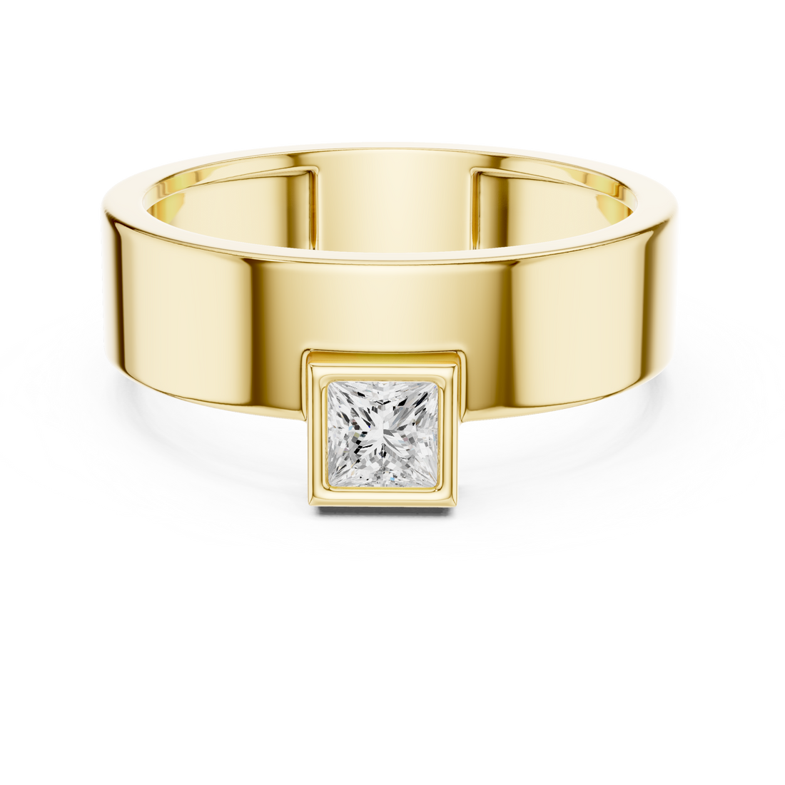Princess Cut Solitaire Diamond Signet Style Ring