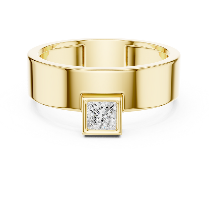 Princess Cut Solitaire Diamond Signet Style Ring