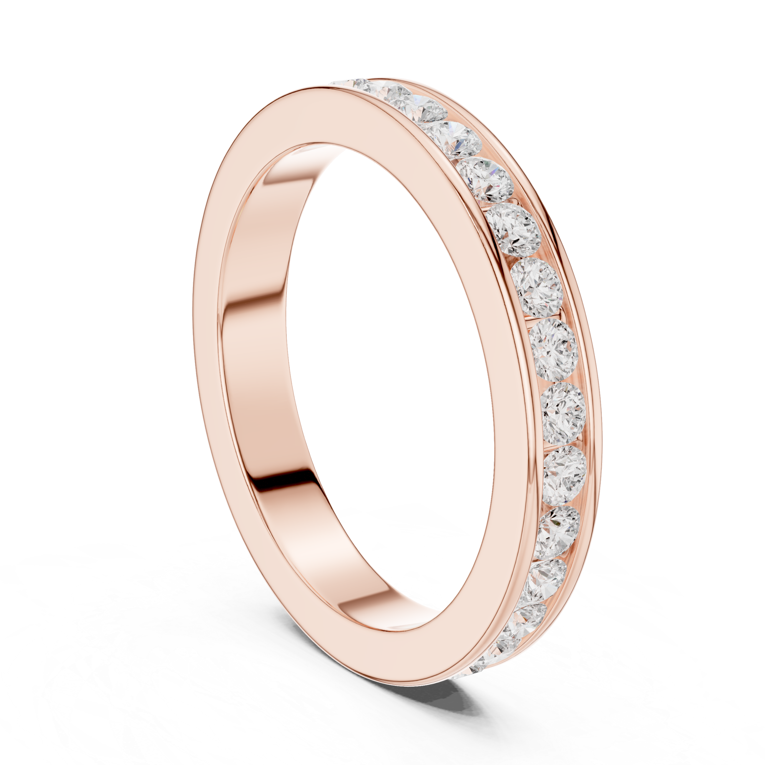 Round Cut Diamond Channel Set Eternity Band Ring