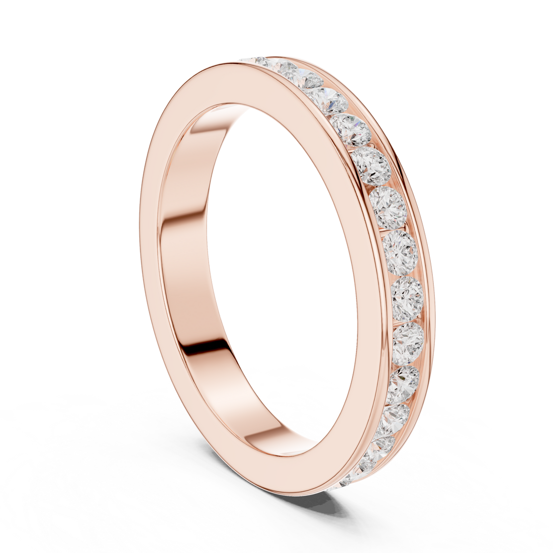 Round Cut Diamond Channel Set Eternity Band Ring