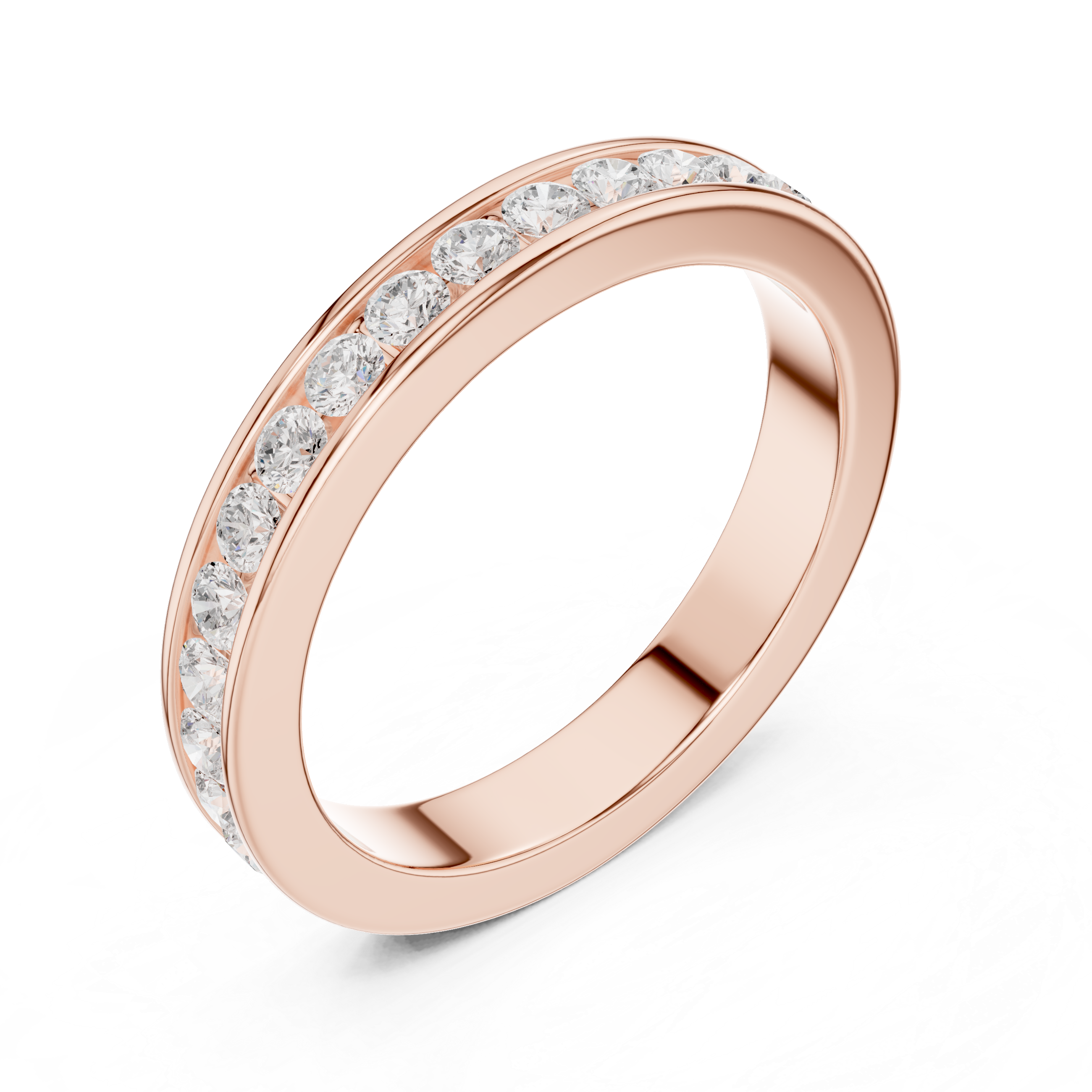 Round Cut Diamond Channel Set Eternity Band Ring