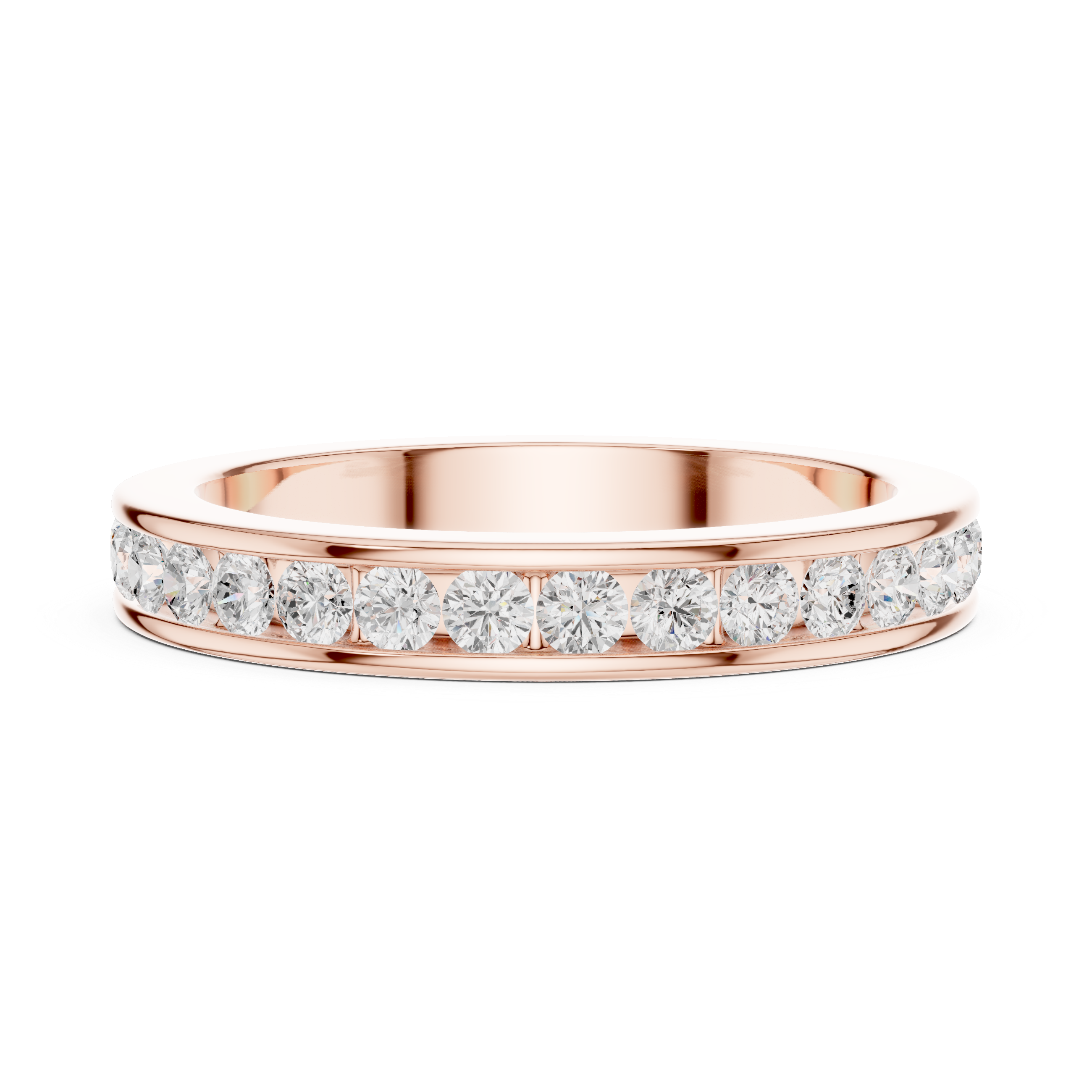 Round Cut Diamond Channel Set Eternity Band Ring