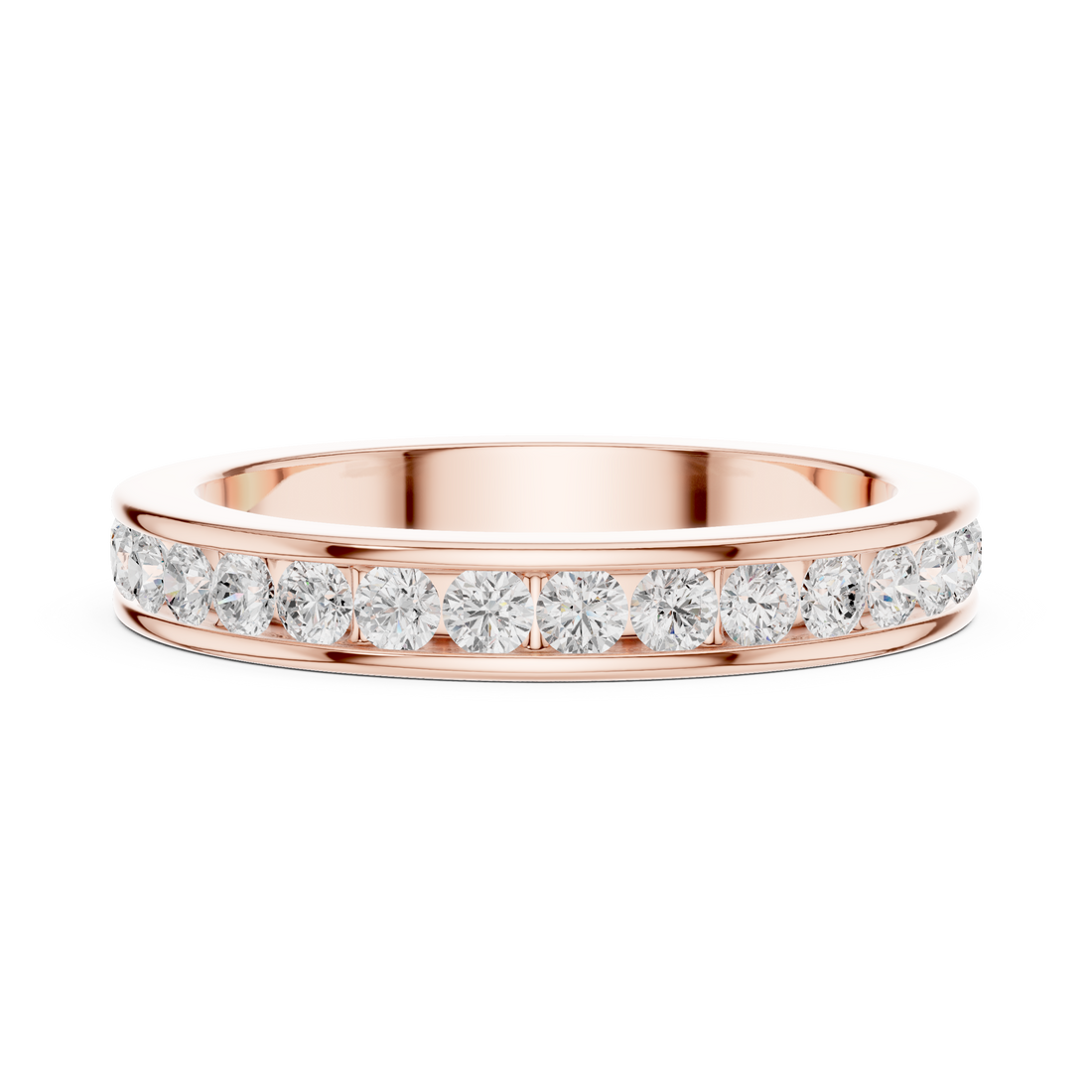 Round Cut Diamond Channel Set Eternity Band Ring