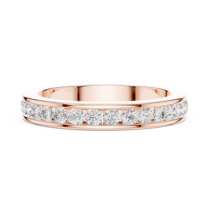 Round Cut Diamond Channel Set Eternity Band Ring