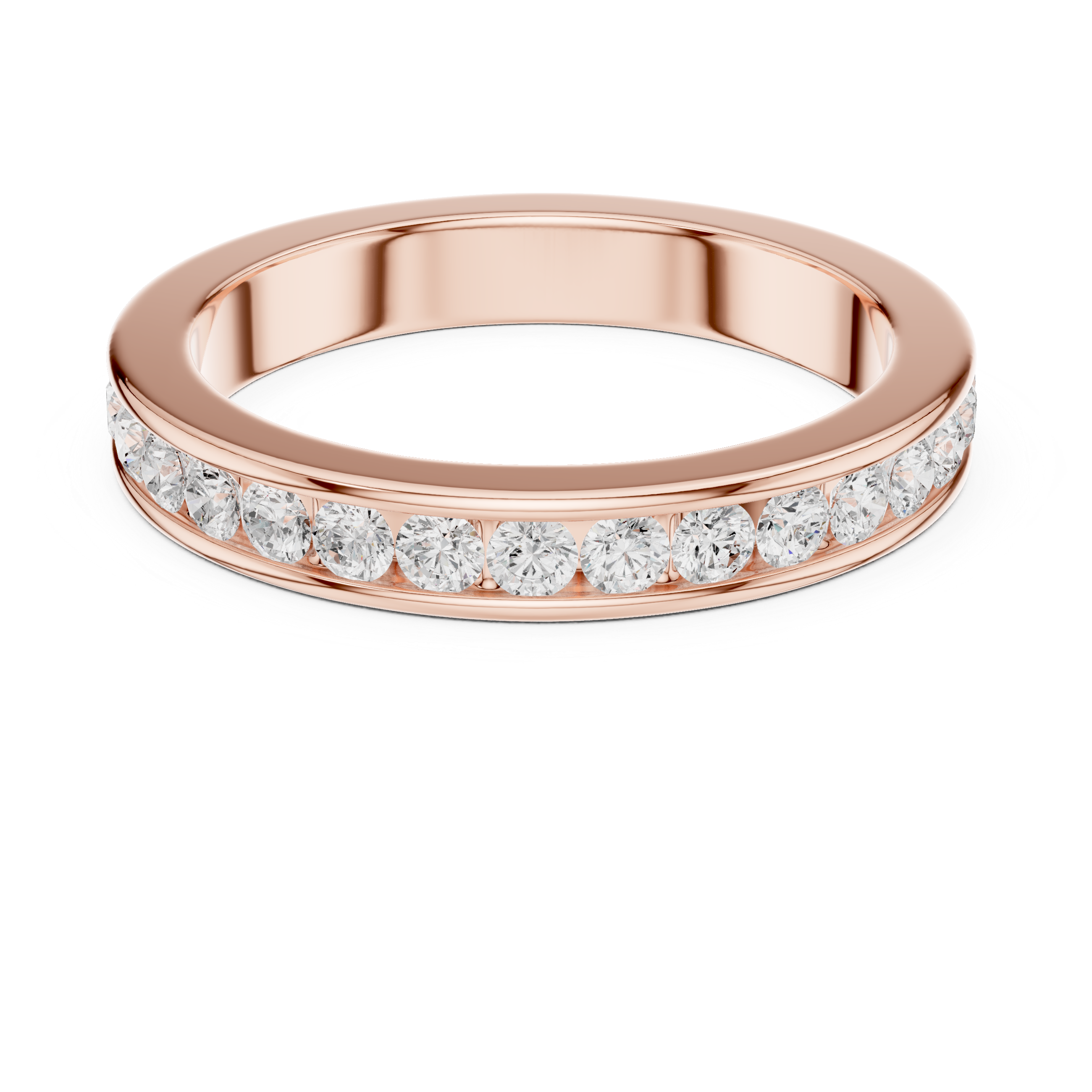 Round Cut Diamond Channel Set Eternity Band Ring