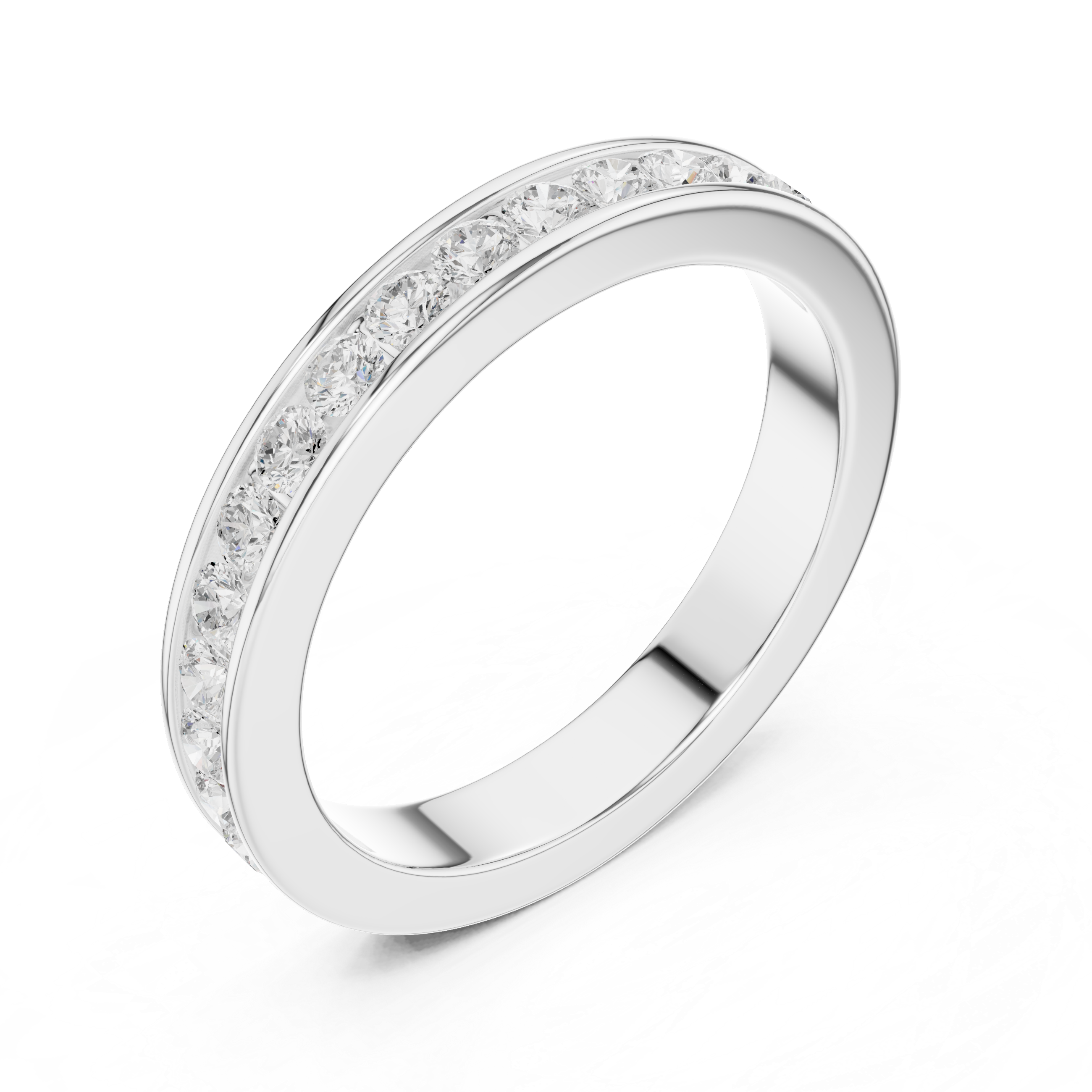 Round Cut Diamond Channel Set Eternity Band Ring