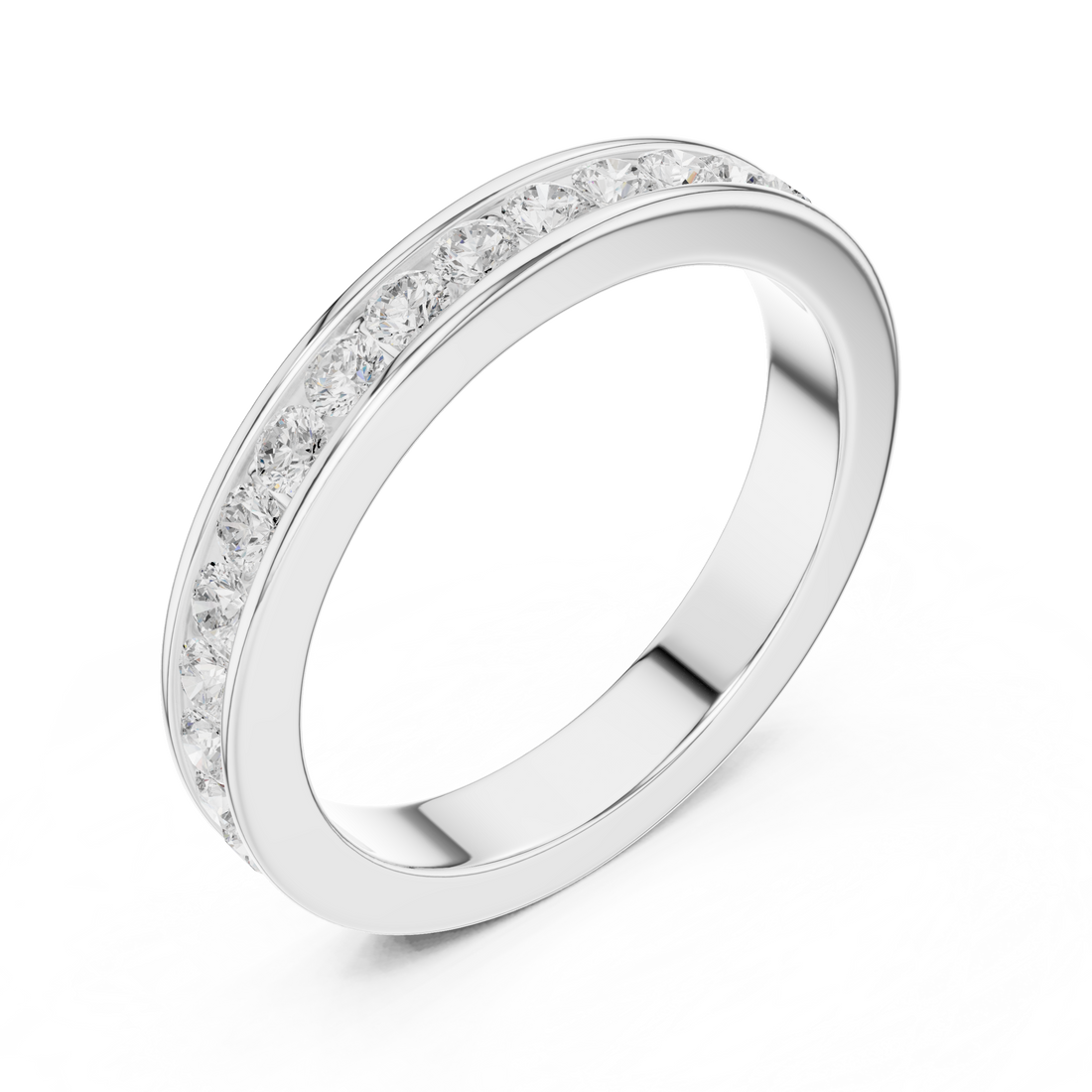 Round Cut Diamond Channel Set Eternity Band Ring