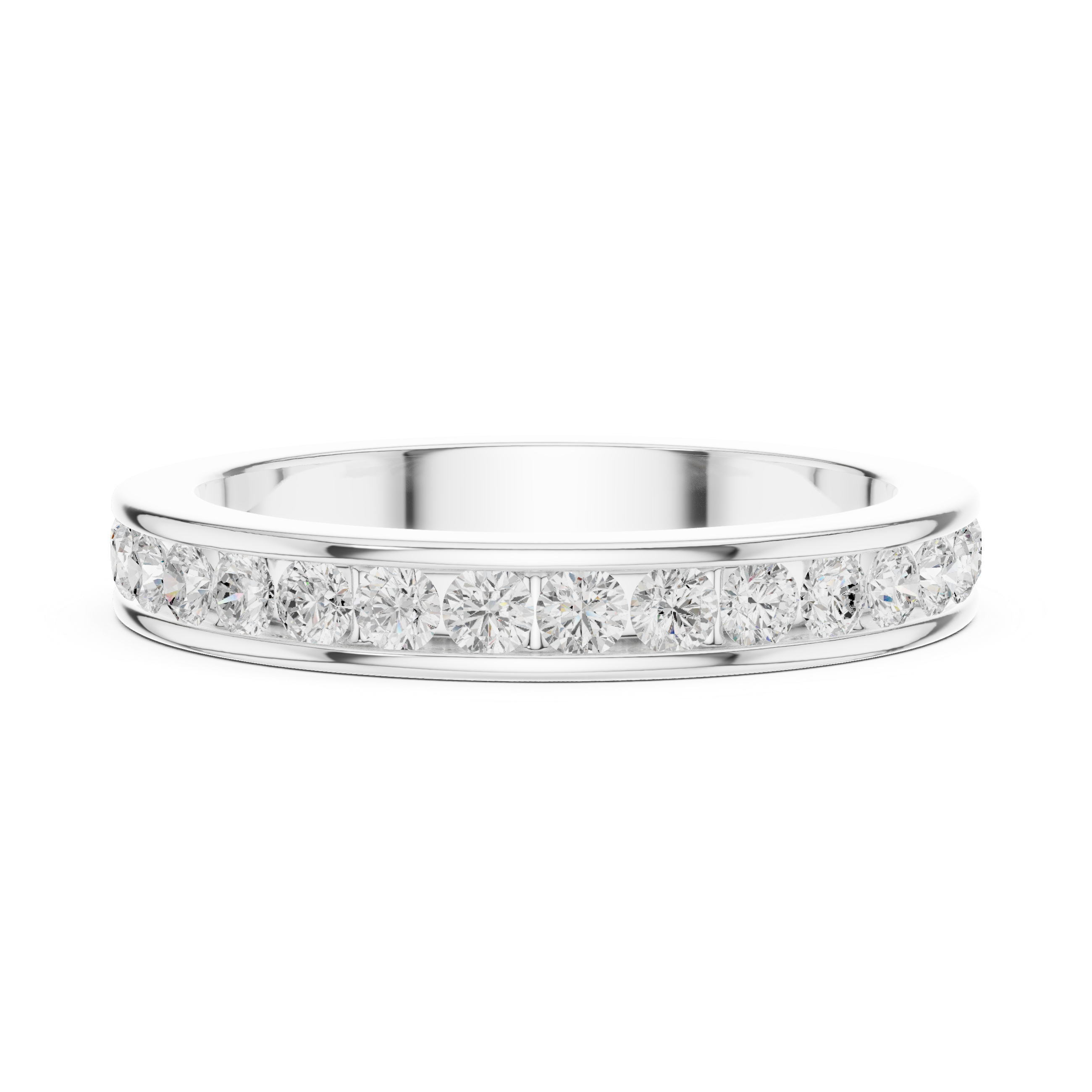Round Cut Diamond Channel Set Eternity Band Ring