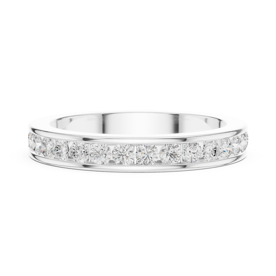 Round Cut Diamond Channel Set Eternity Band Ring