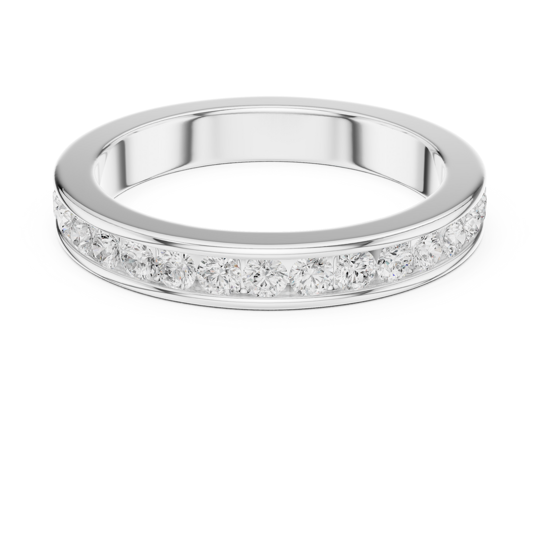 Round Cut Diamond Channel Set Eternity Band Ring