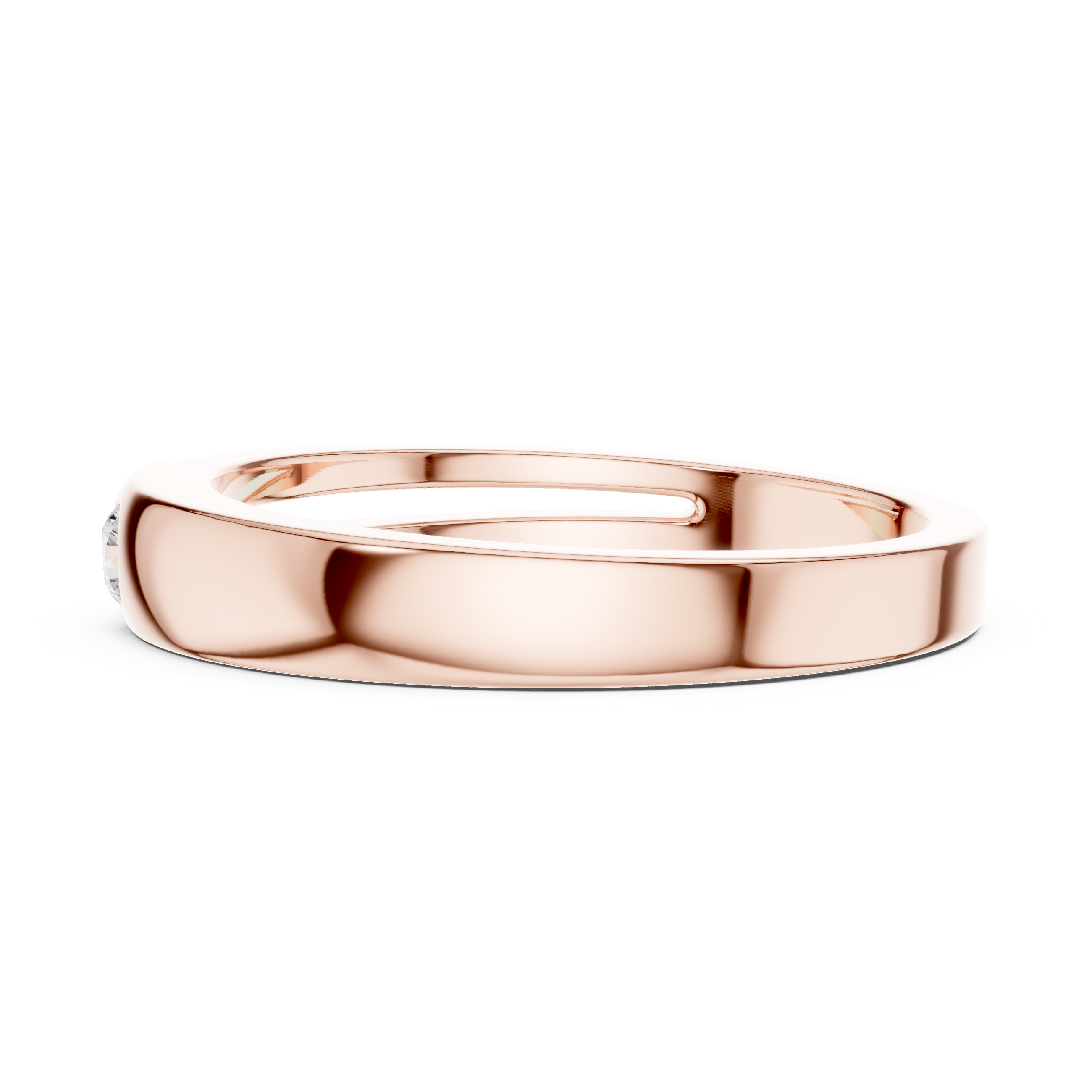 Round Cut Diamond Bezel Set Minimal Accent Band with Split Groove Design