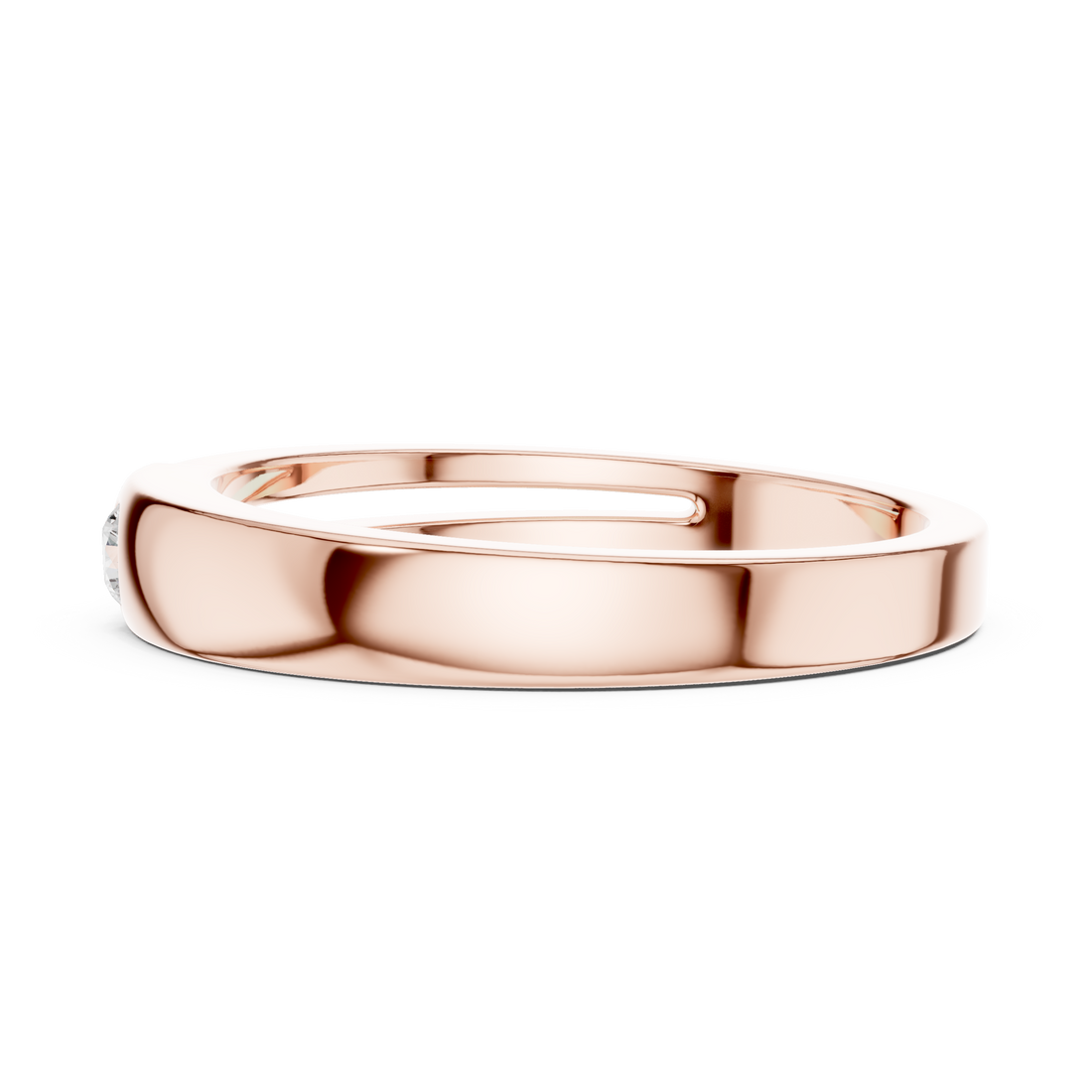 Round Cut Diamond Bezel Set Minimal Accent Band with Split Groove Design