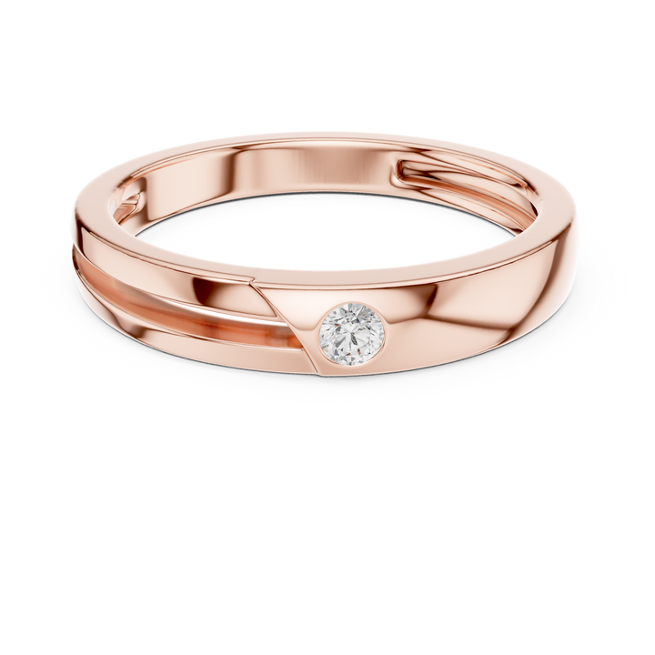 Round Cut Diamond Bezel Set Minimal Accent Band with Split Groove Design