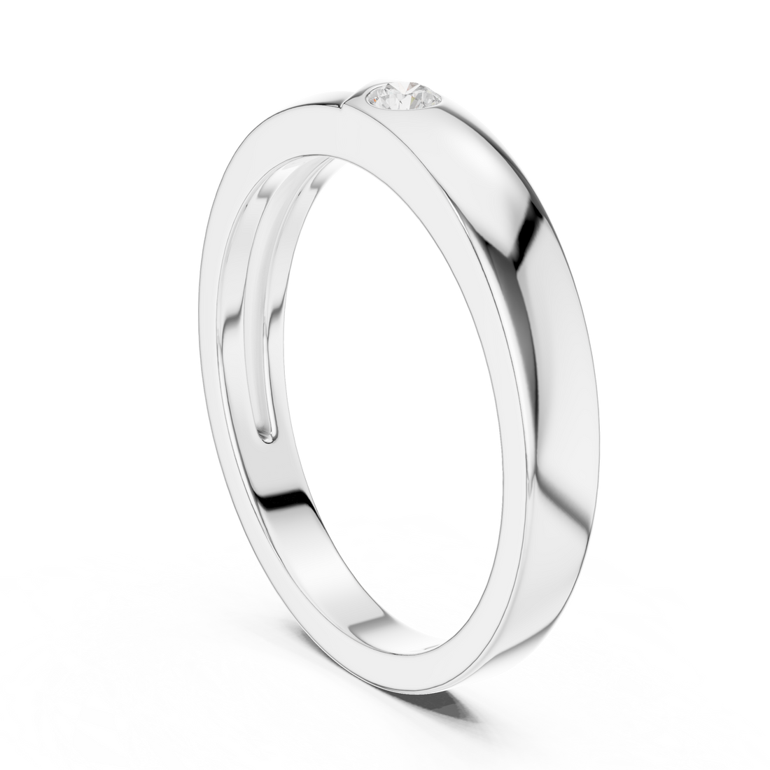 Round Cut Diamond Bezel Set Minimal Accent Band with Split Groove Design