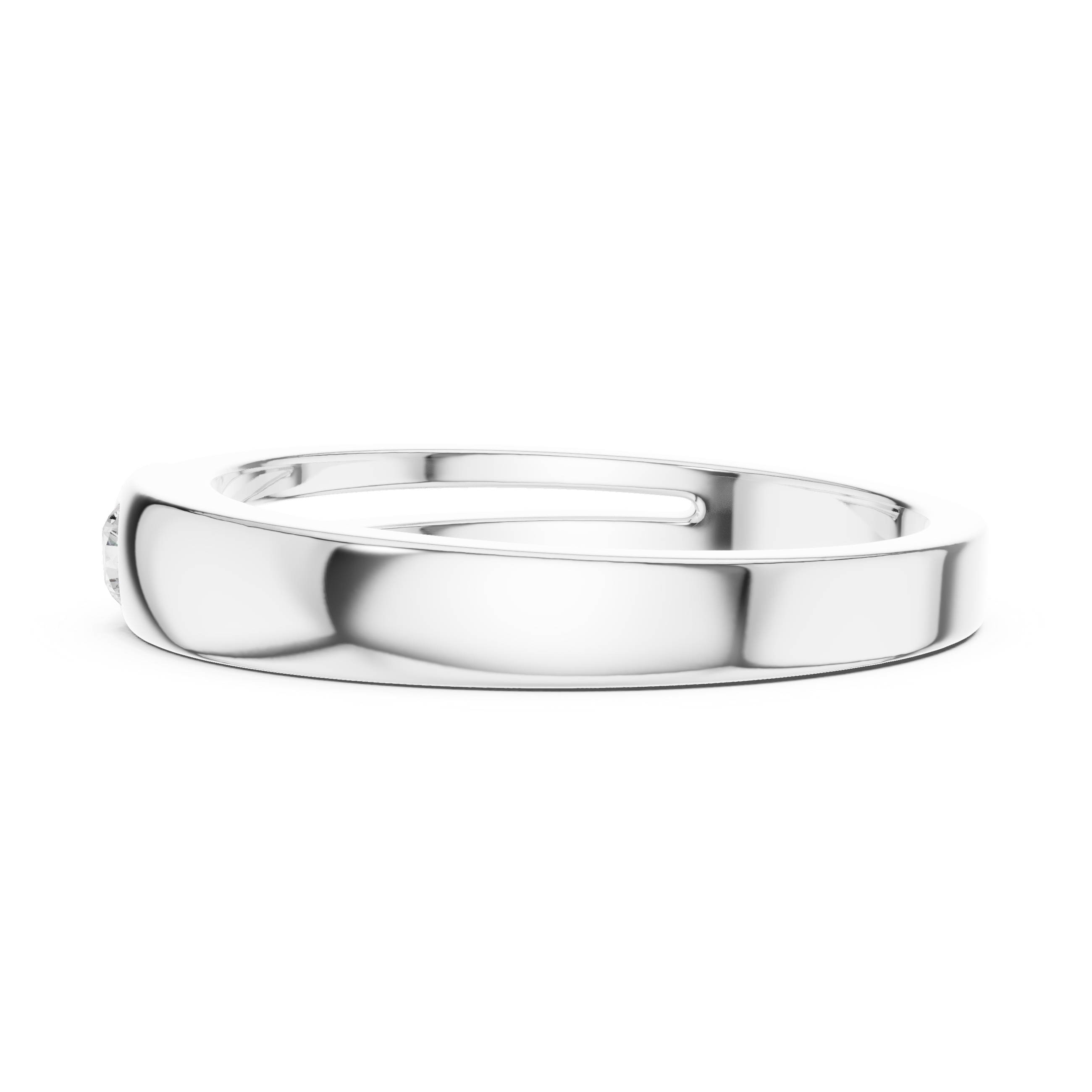 Round Cut Diamond Bezel Set Minimal Accent Band with Split Groove Design
