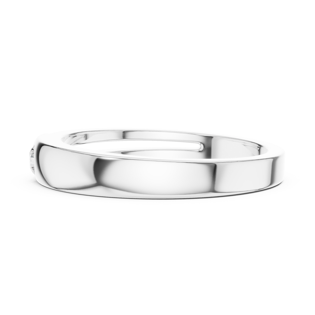 Round Cut Diamond Bezel Set Minimal Accent Band with Split Groove Design