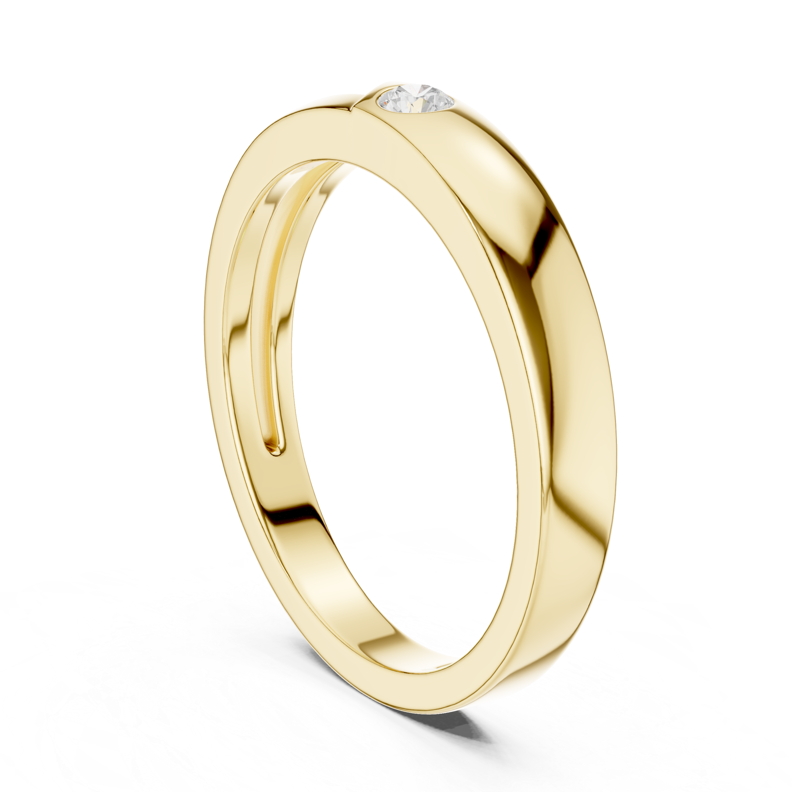 Round Cut Diamond Bezel Set Minimal Accent Band with Split Groove Design
