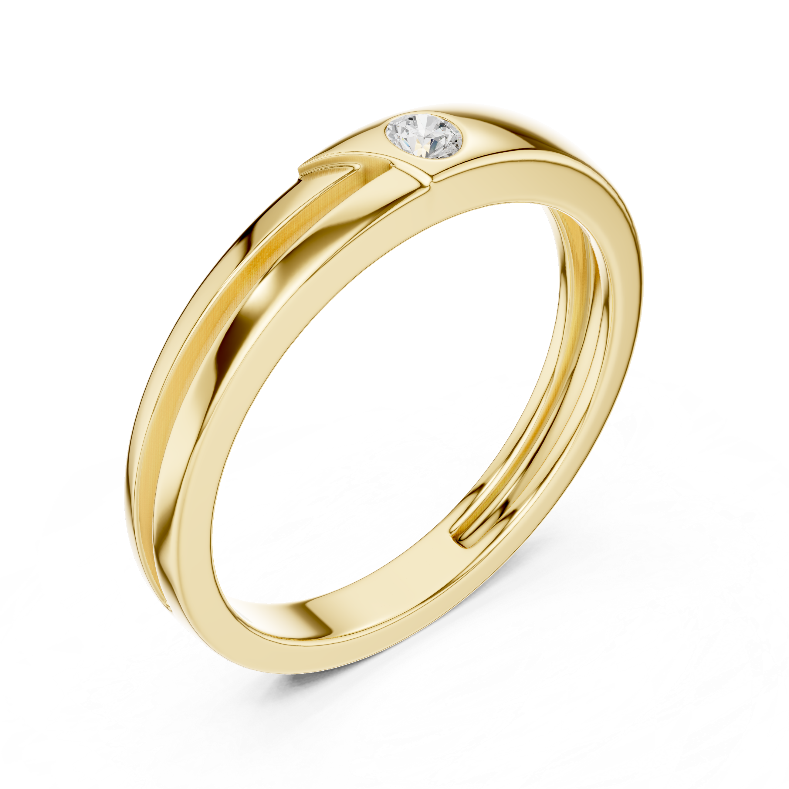 Round Cut Diamond Bezel Set Minimal Accent Band with Split Groove Design