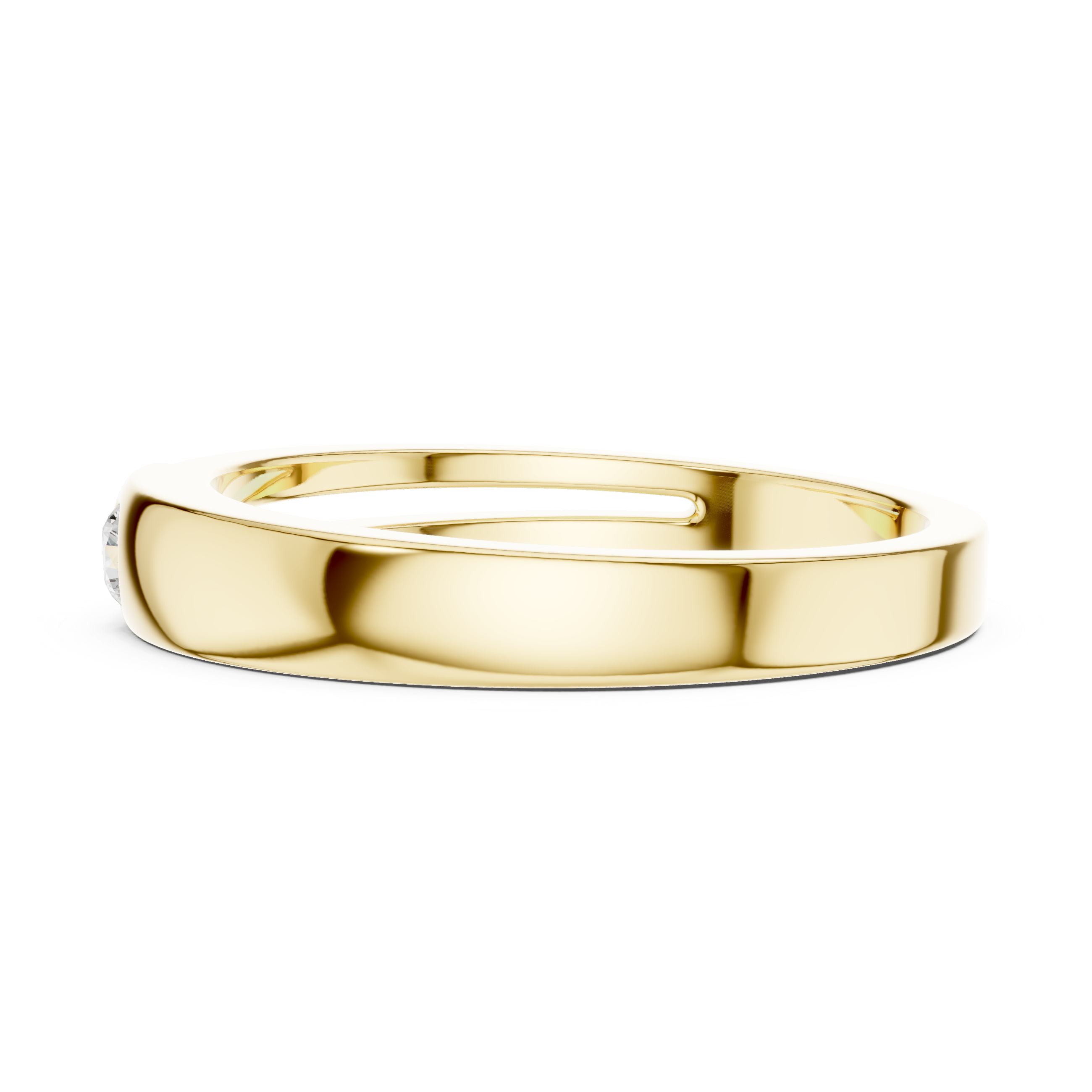 Round Cut Diamond Bezel Set Minimal Accent Band with Split Groove Design