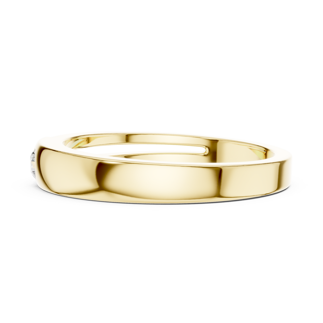 Round Cut Diamond Bezel Set Minimal Accent Band with Split Groove Design