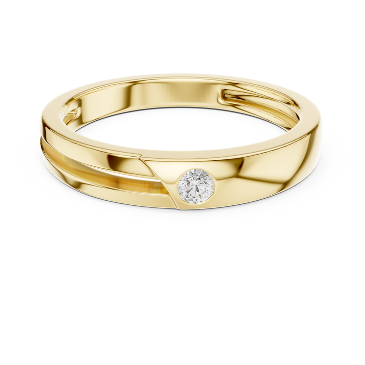 Round Cut Diamond Bezel Set Minimal Accent Band with Split Groove Design