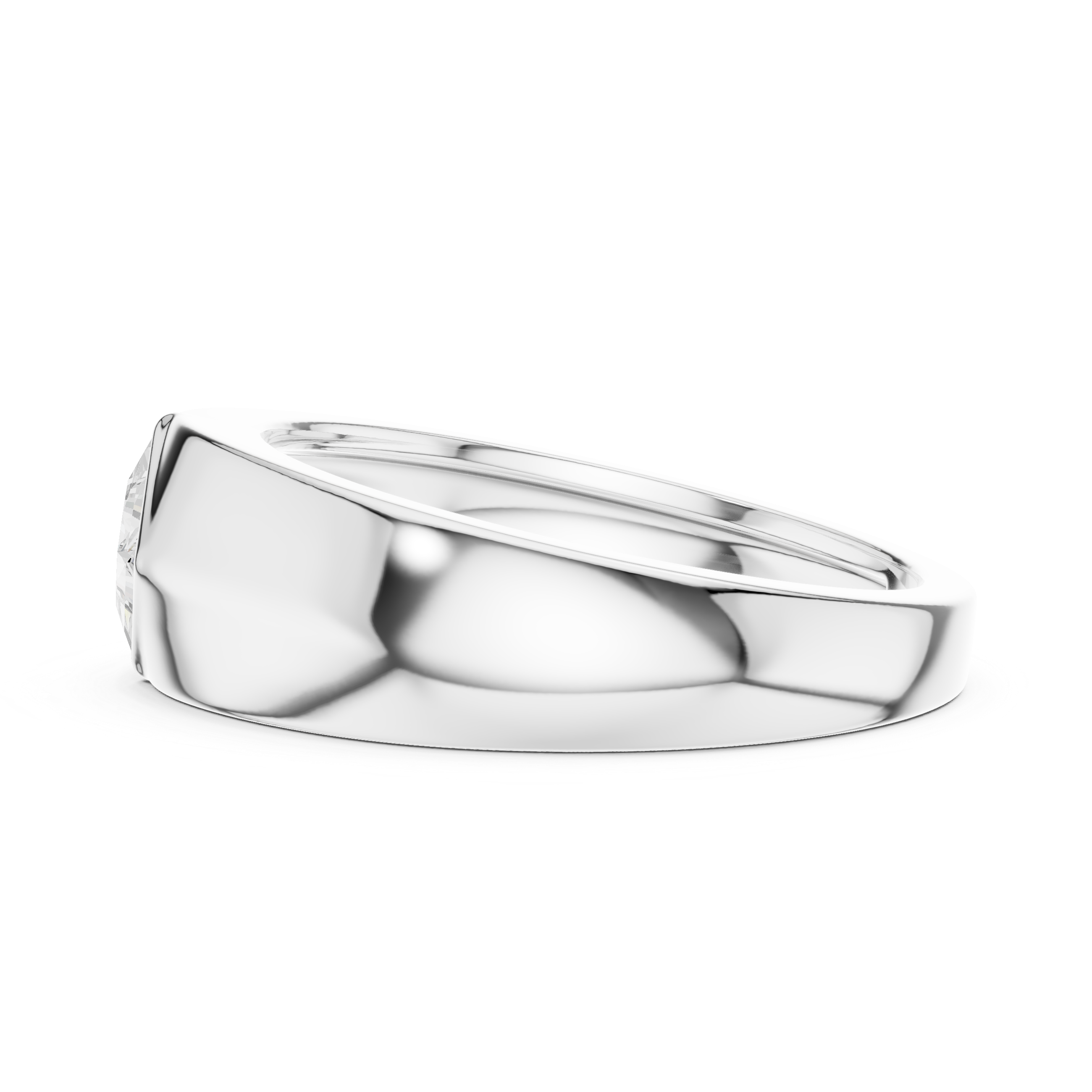 Princess Cut Diamond Solitaire Rotated Bezel Signet Band Ring Modern Geometry