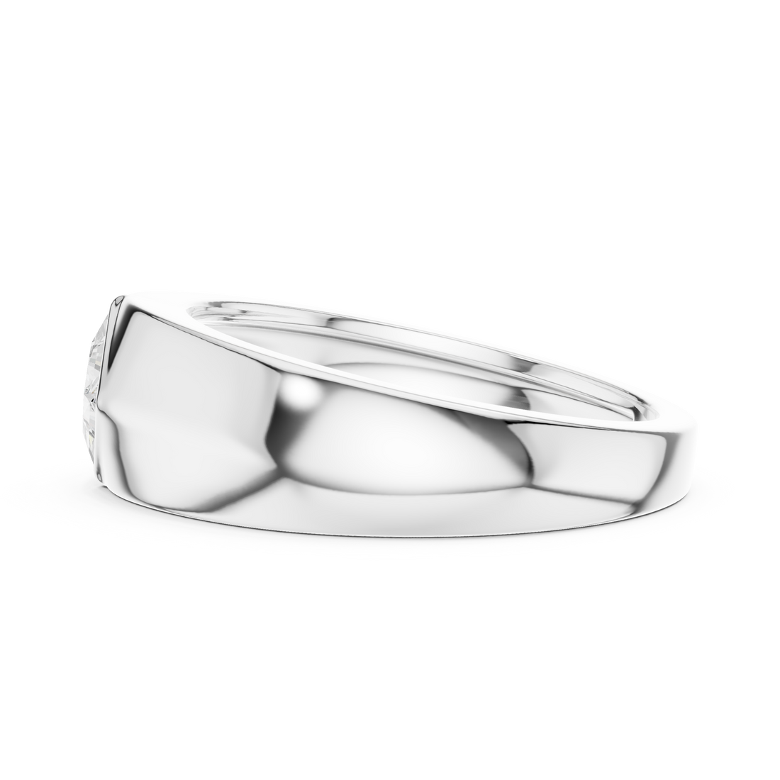Princess Cut Diamond Solitaire Rotated Bezel Signet Band Ring Modern Geometry