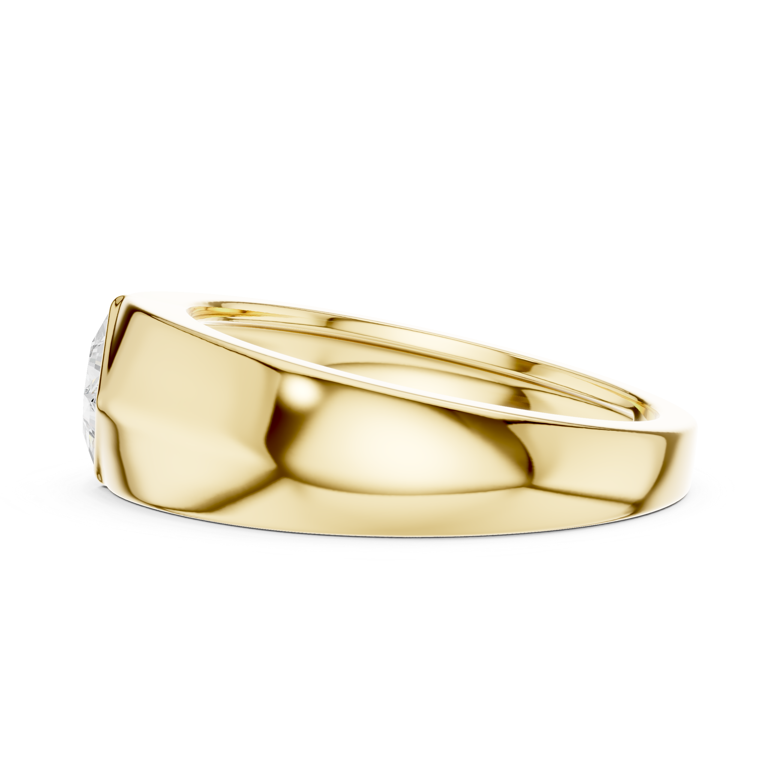 Princess Cut Diamond Solitaire Rotated Bezel Signet Band Ring Modern Geometry