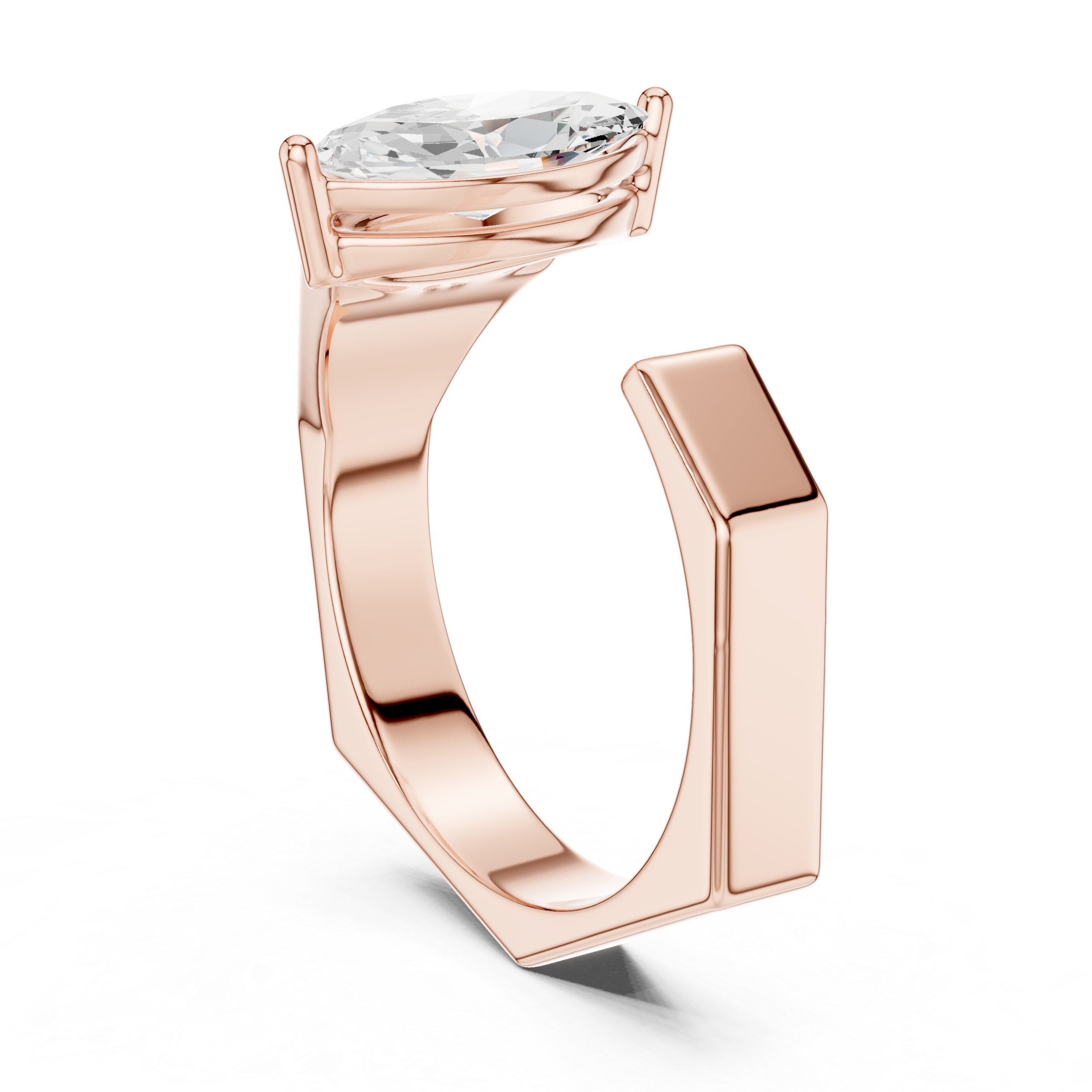 Marquise Cut Diamond Bezel Solitaire Open Band Ring