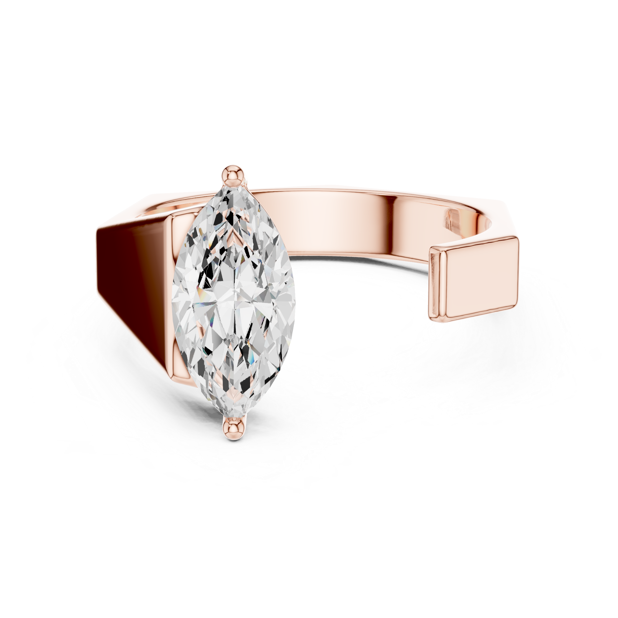 Marquise Cut Diamond Bezel Solitaire Open Band Ring