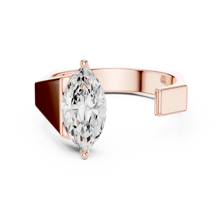 Marquise Cut Diamond Bezel Solitaire Open Band Ring