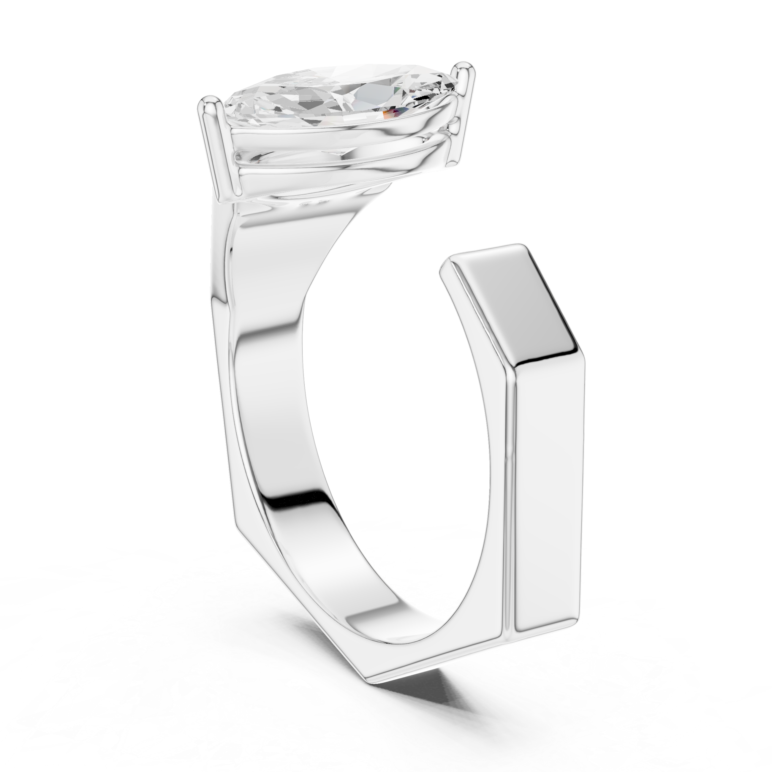 Marquise Cut Diamond Bezel Solitaire Open Band Ring