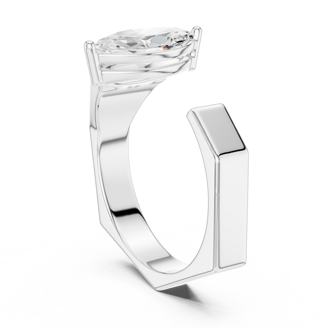 Marquise Cut Diamond Bezel Solitaire Open Band Ring