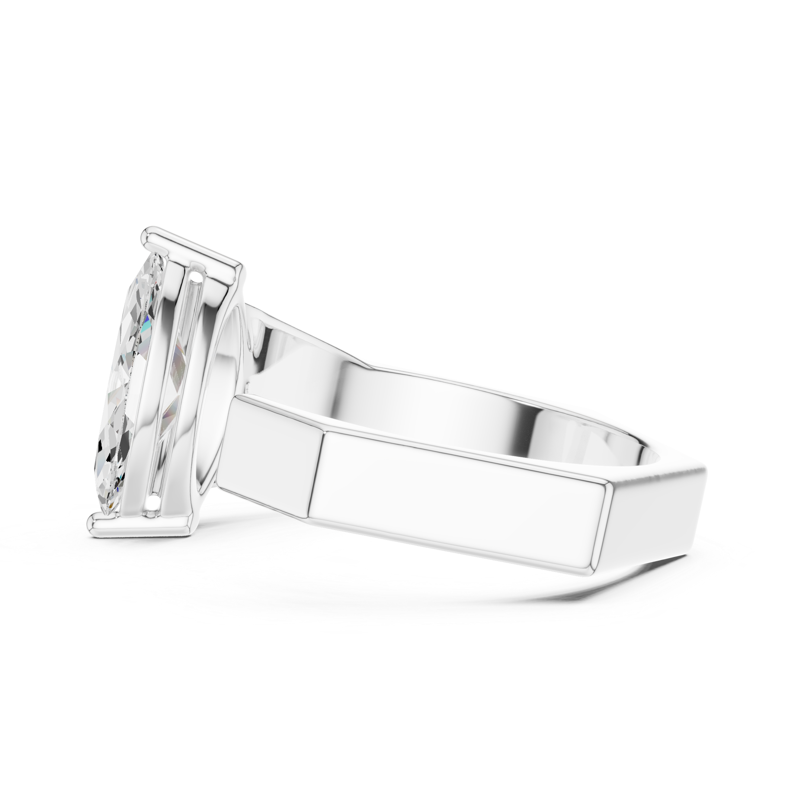 Marquise Cut Diamond Bezel Solitaire Open Band Ring