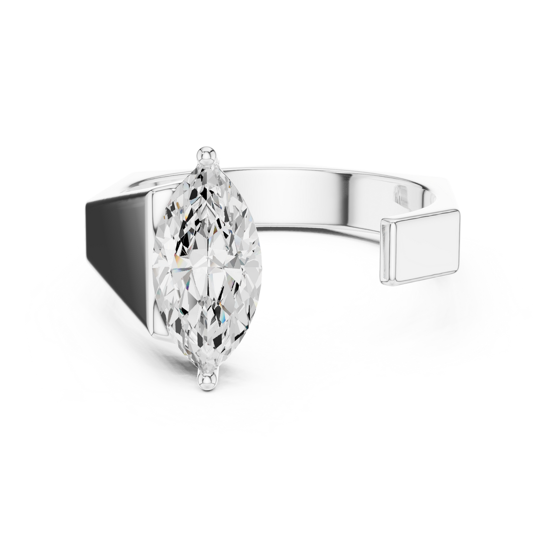 Marquise Cut Diamond Bezel Solitaire Open Band Ring