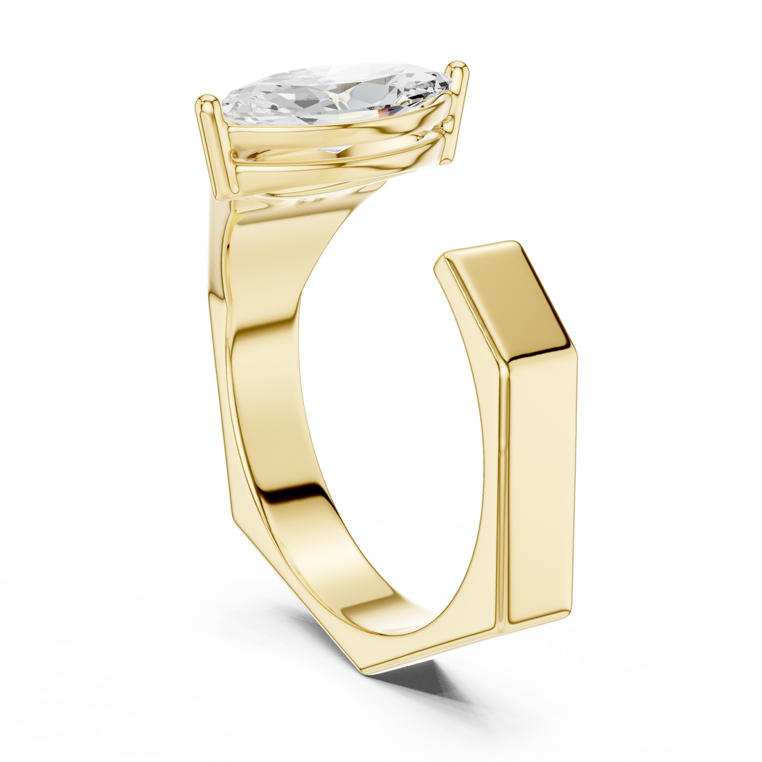Marquise Cut Diamond Bezel Solitaire Open Band Ring