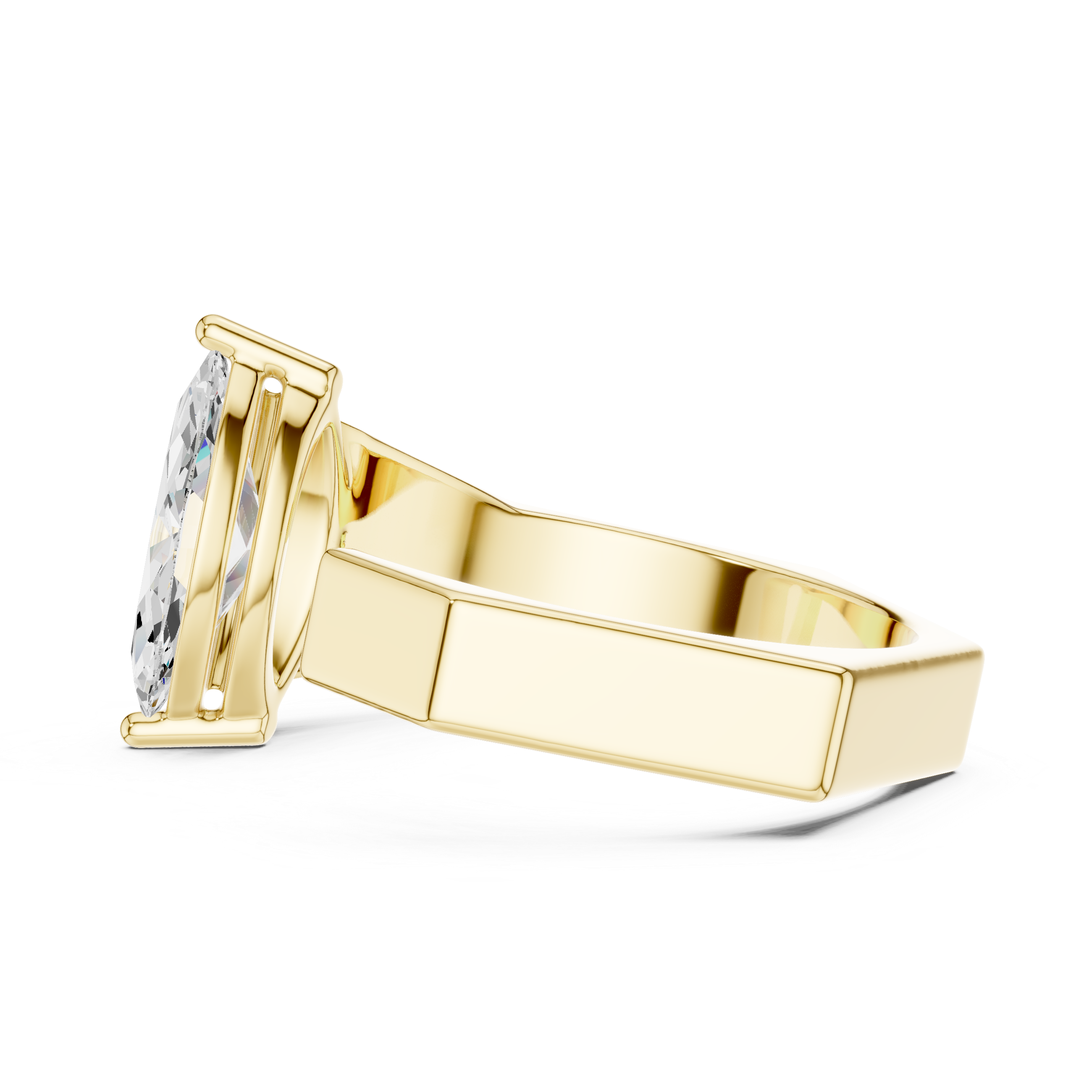 Marquise Cut Diamond Bezel Solitaire Open Band Ring